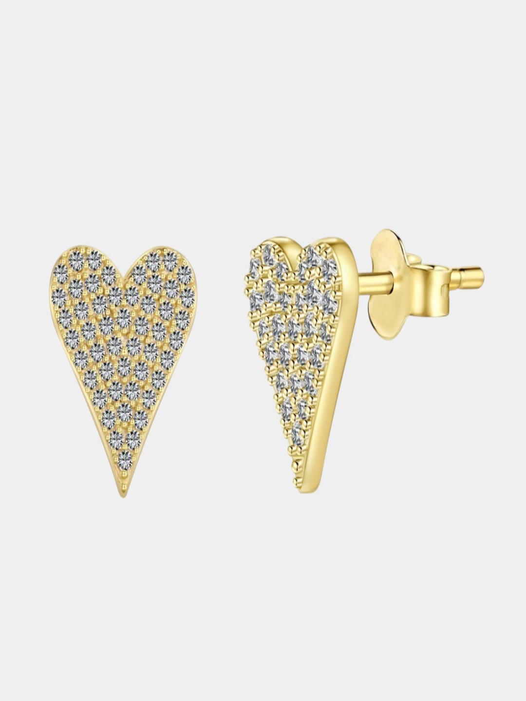 AQUASTREET 18K Gold Plated Waterproof, Anti-Tarnish Mini Heart Zircon Stud Earrings