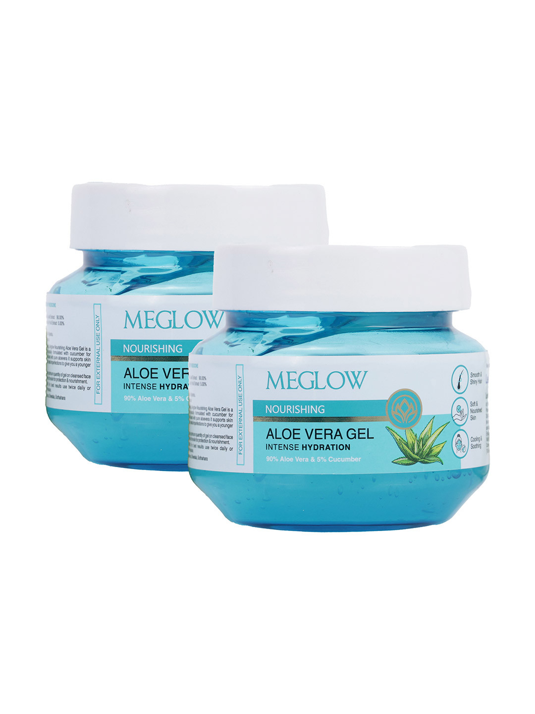 MEGLOW Set Of 2 Nourishing Aloe Vera Gel With Cucumber Extracts- 100 g Each