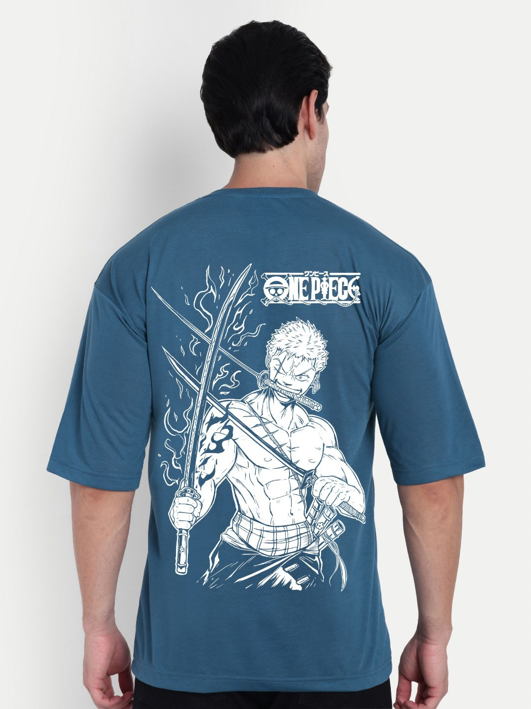 BENNY BROOKS Unisex Roronoa Zoro Printed Drop-Shoulder Sleeves Oversized T-shirt