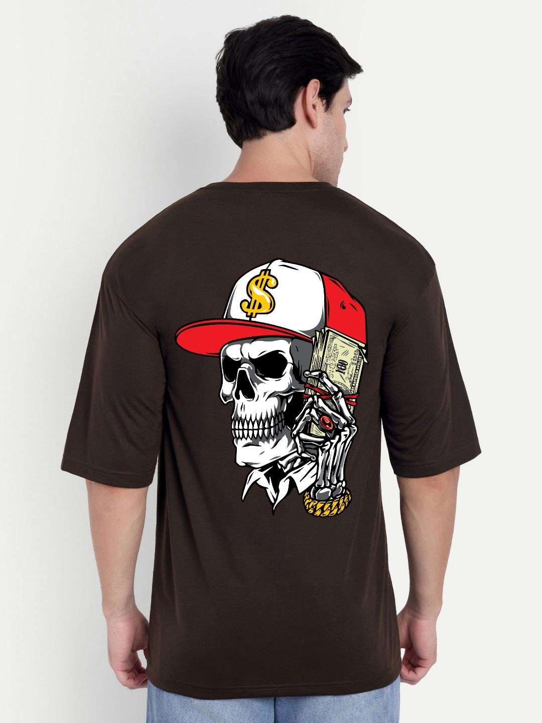 BENNY BROOKS Skull Printed Applique Oversized T-shirt