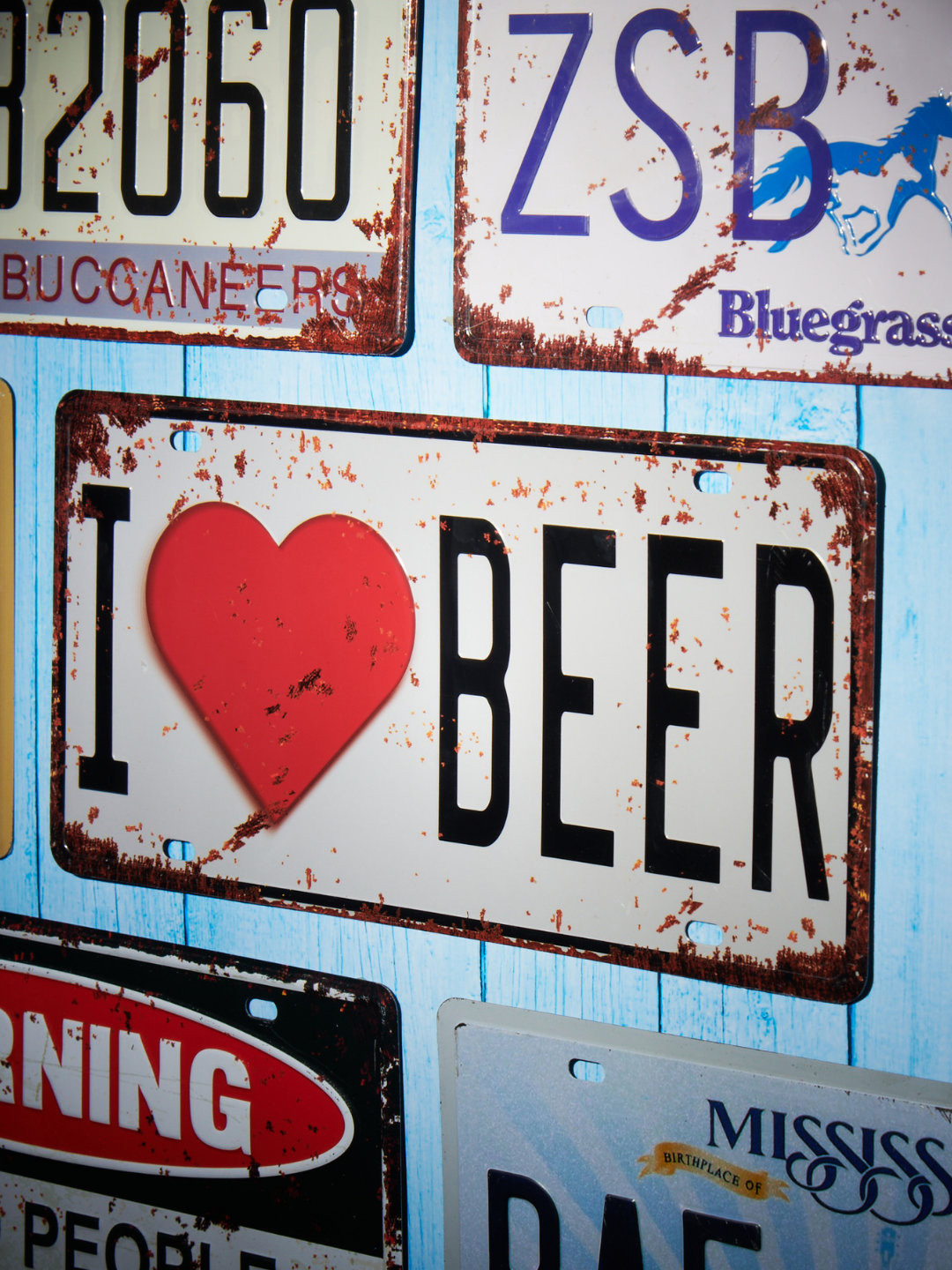 eazy wagon I Love Beer Metal Rusty Hanging Hall Signs and Plaques-6In