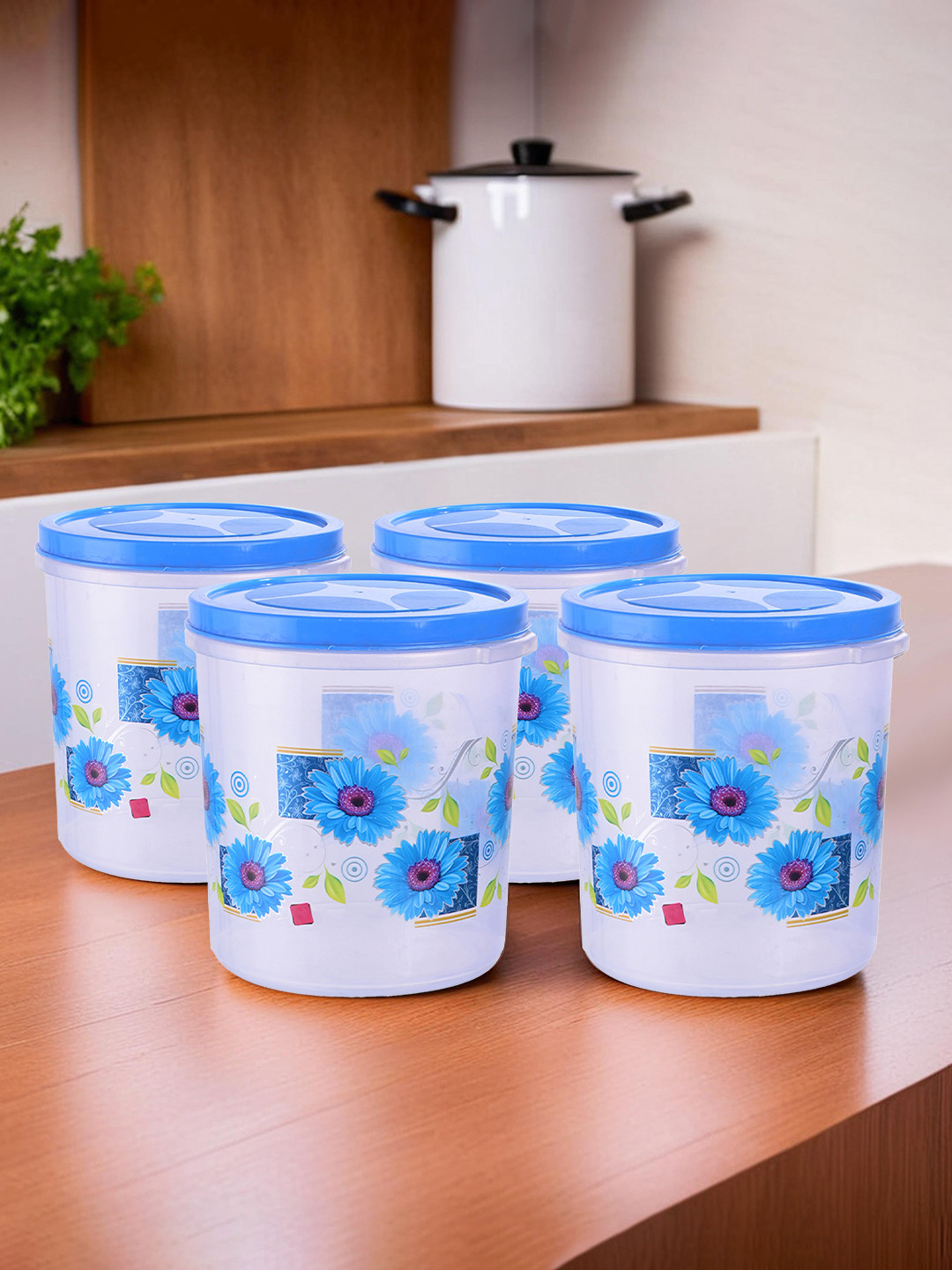 Kuber Industries Set of 4 Blue 5 Liters Multi-Purpose Grocery Storage Kitchen Container