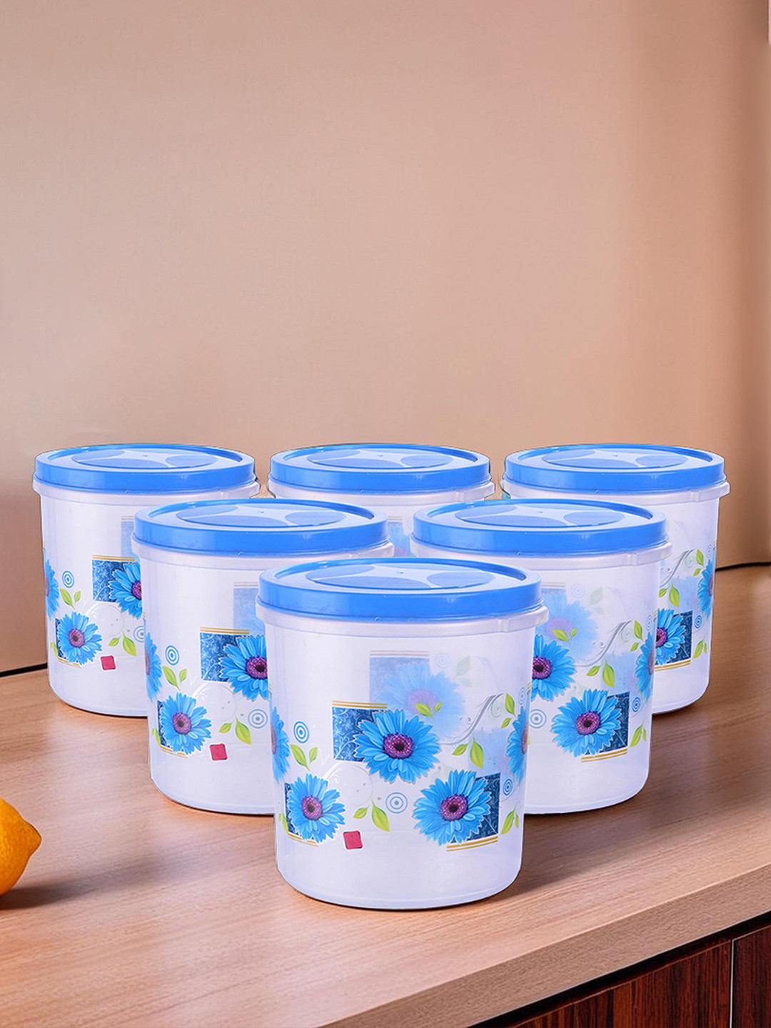 Kuber Industries 6 Pcs Blue Multi-Purpose Grocery Storage Box Kitchen Container 5L