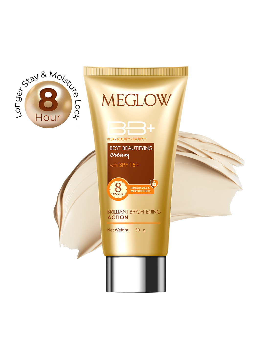 MEGLOW BB+ Full Coverage Best Beatuifying Cream With SPF 15+ - 30 g