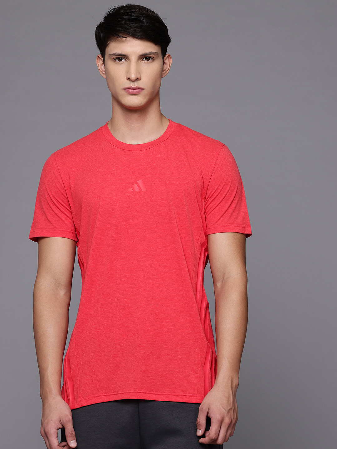 ADIDAS Brand Logo Detail Designed For Training 3 Stripes Slim Fit Training T-shirt