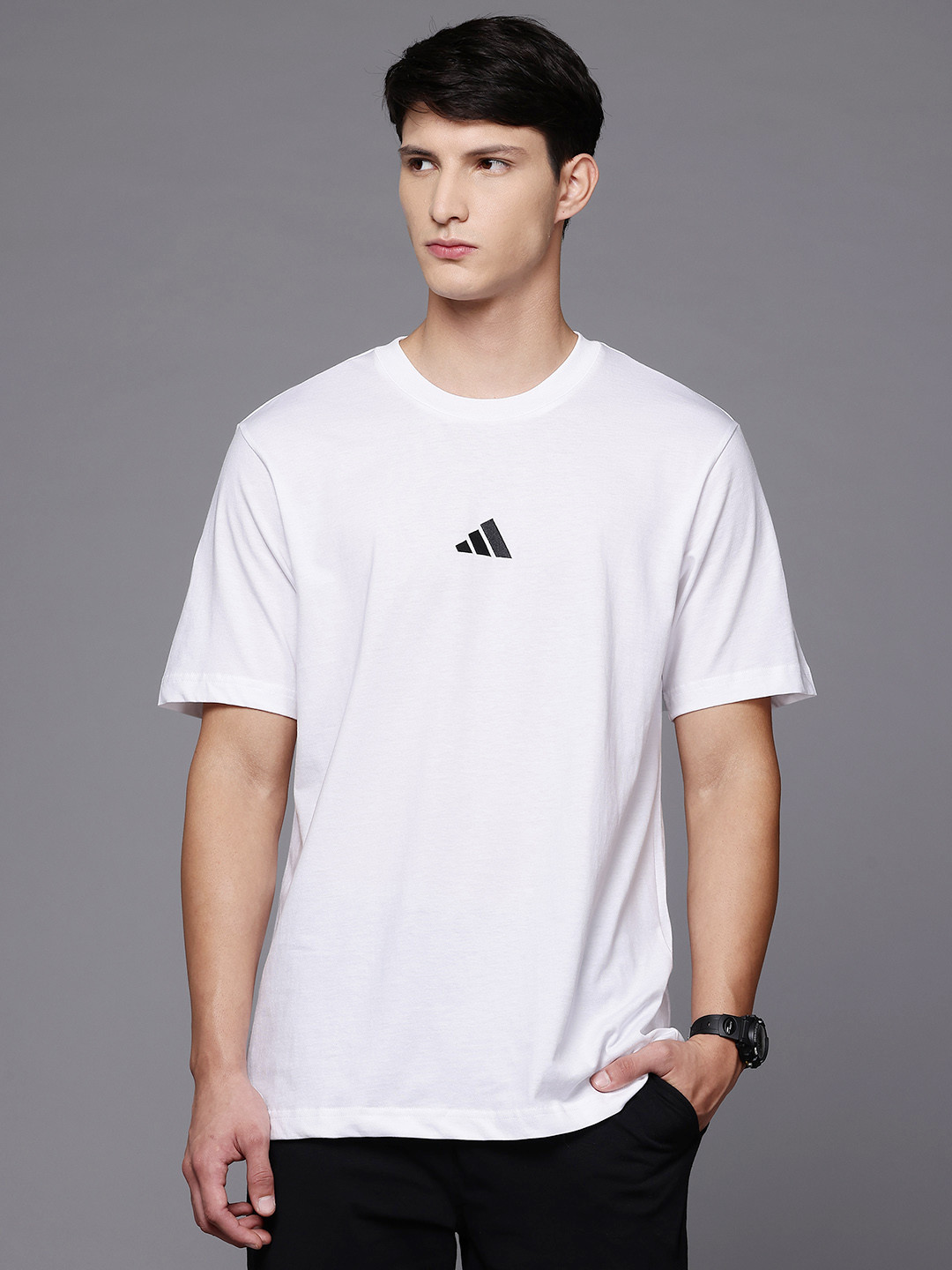 ADIDAS Applique Detail Pure Cotton T-shirt