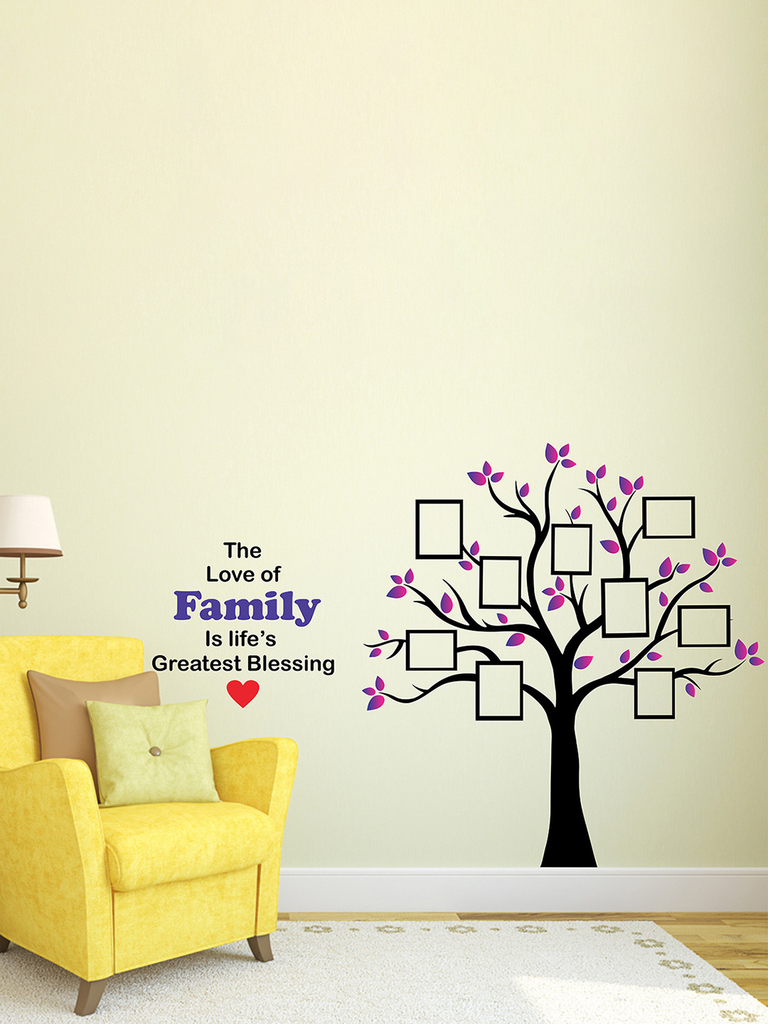 LANSTICK Black & Purple Tree With Frame & Memories Splash-Proof Eco-Friendly  Wallpaper