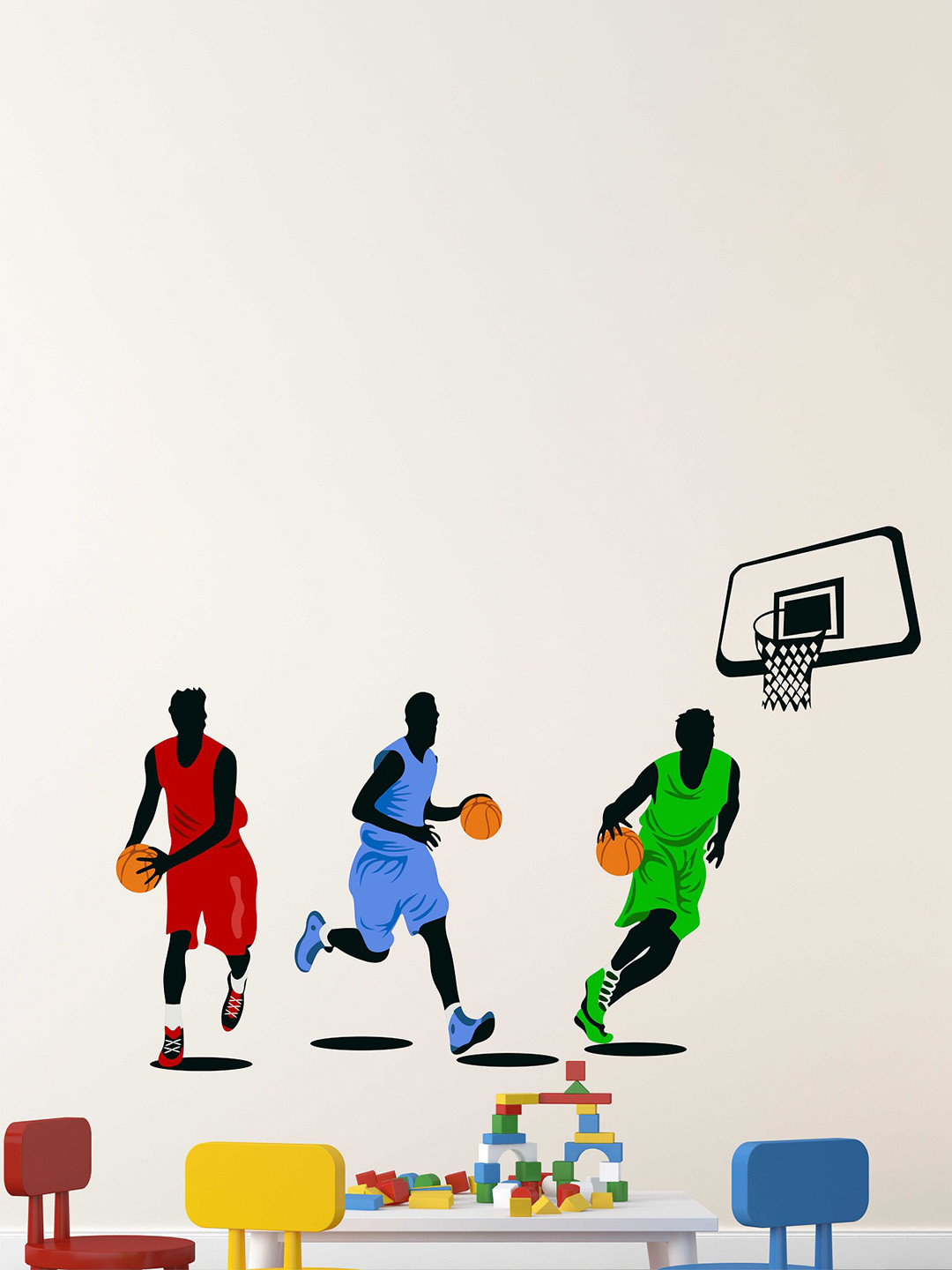 LANSTICK Green & Blue Volleyball & Players Splash-Proof Eco-Friendly Wallpaper