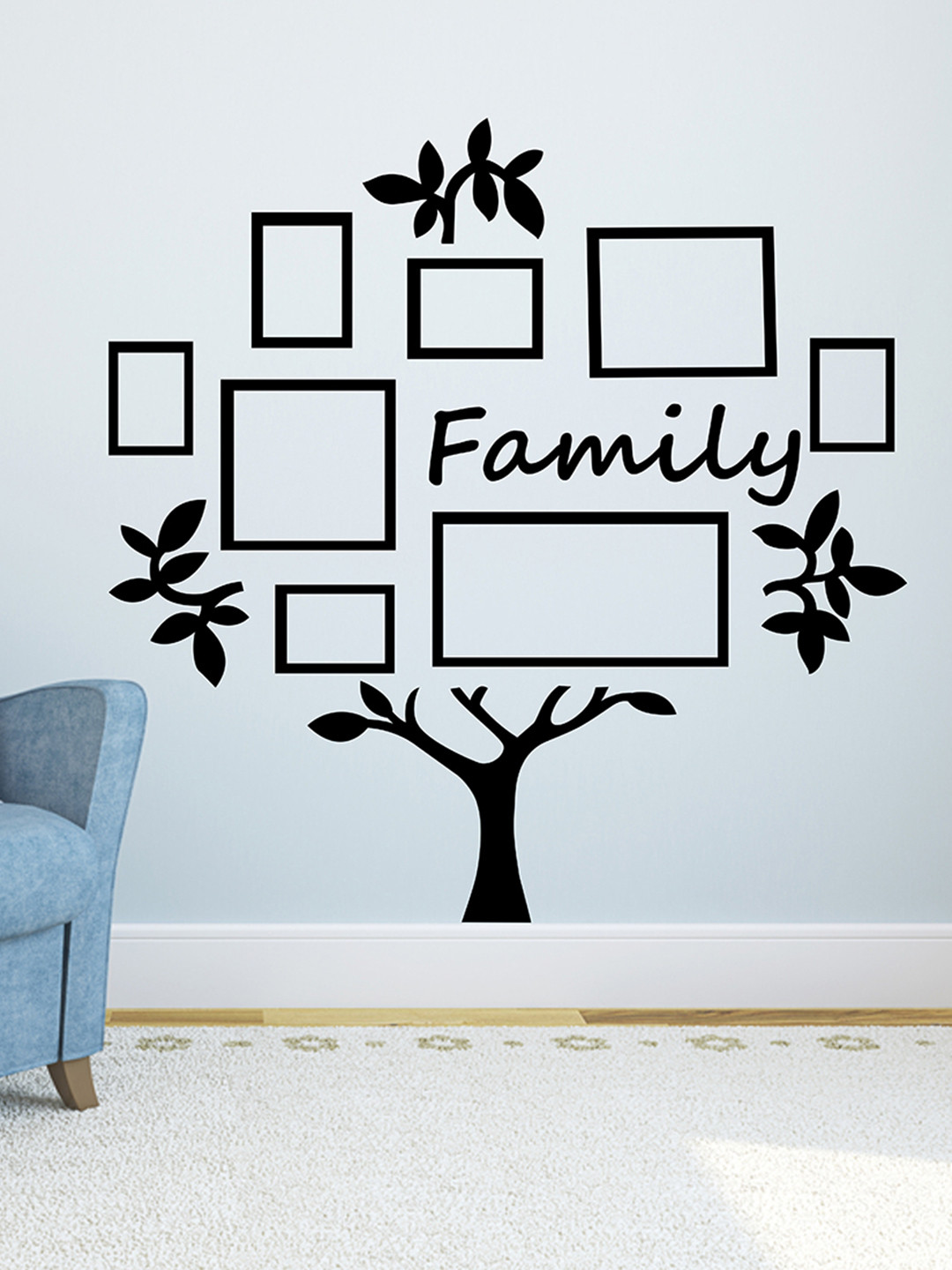 LANSTICK Black Tree With Family Splash-Proof Eco-Friendly Wallpaper