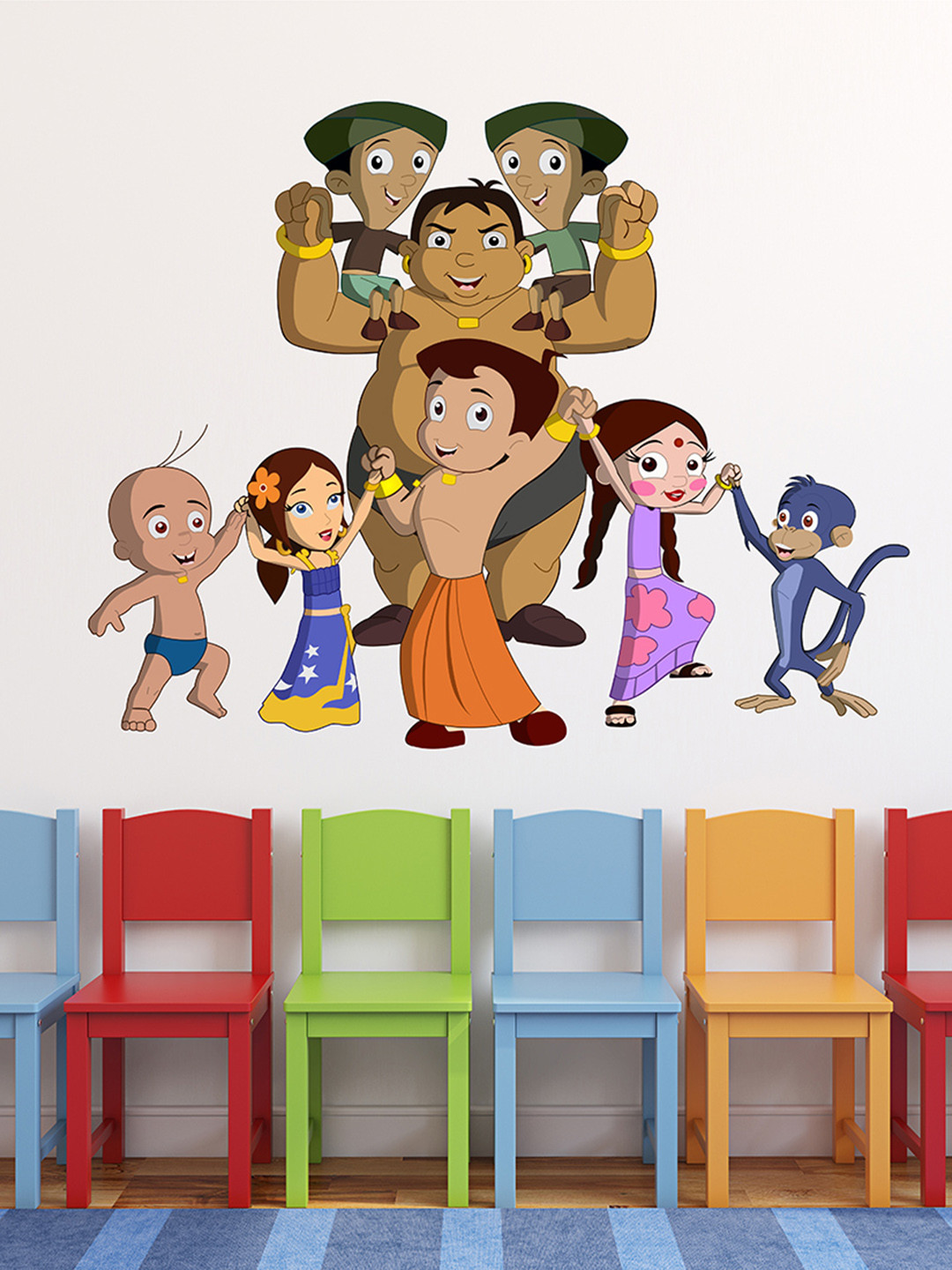LANSTICK Brown & Purple Splash-Proof Eco-Friendly Cartoon Chhota Bheem Wallpaper