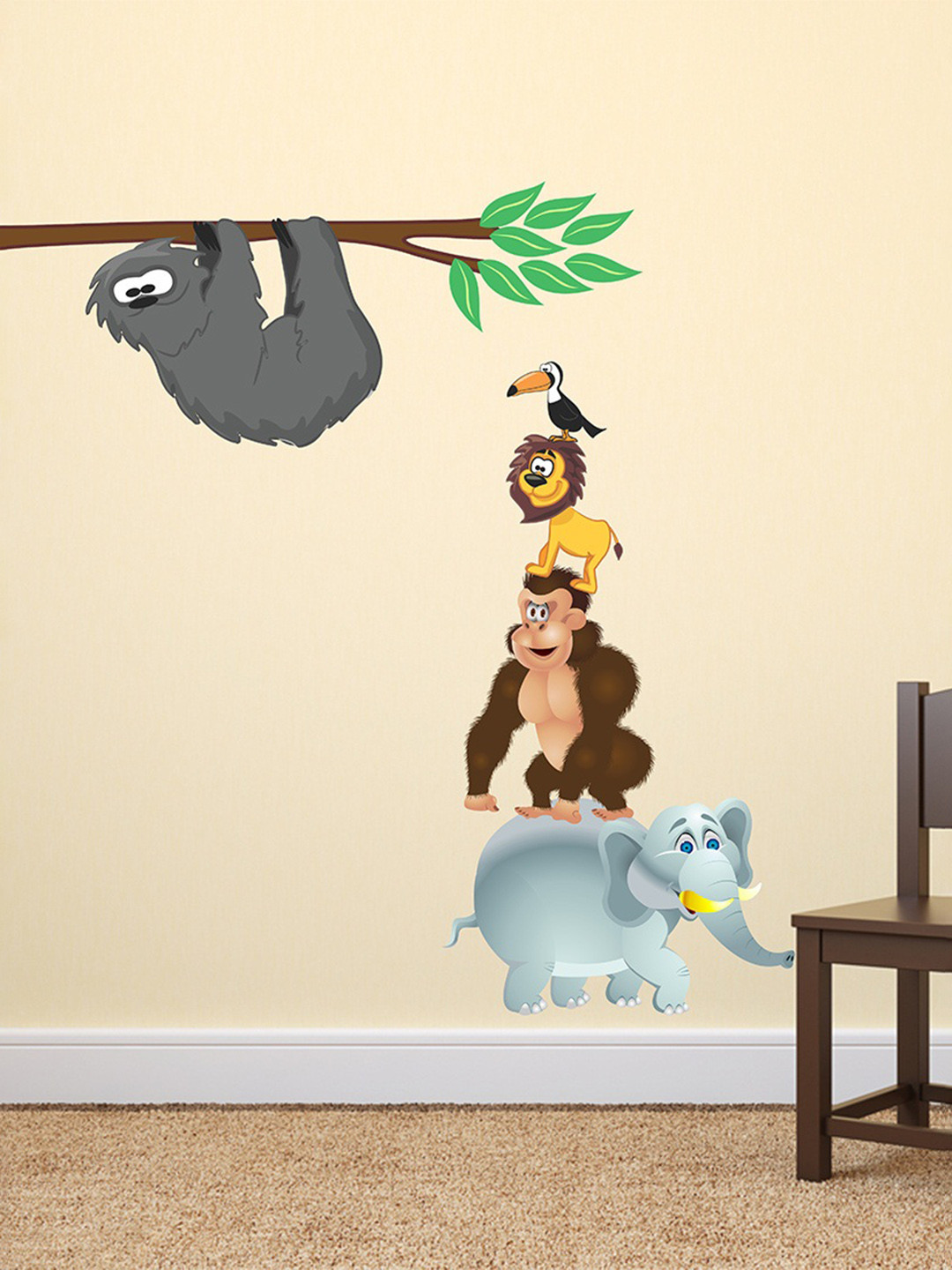 LANSTICK Brown & Green Splash-Proof Eco-Friendly Wild Animals Wallpaper