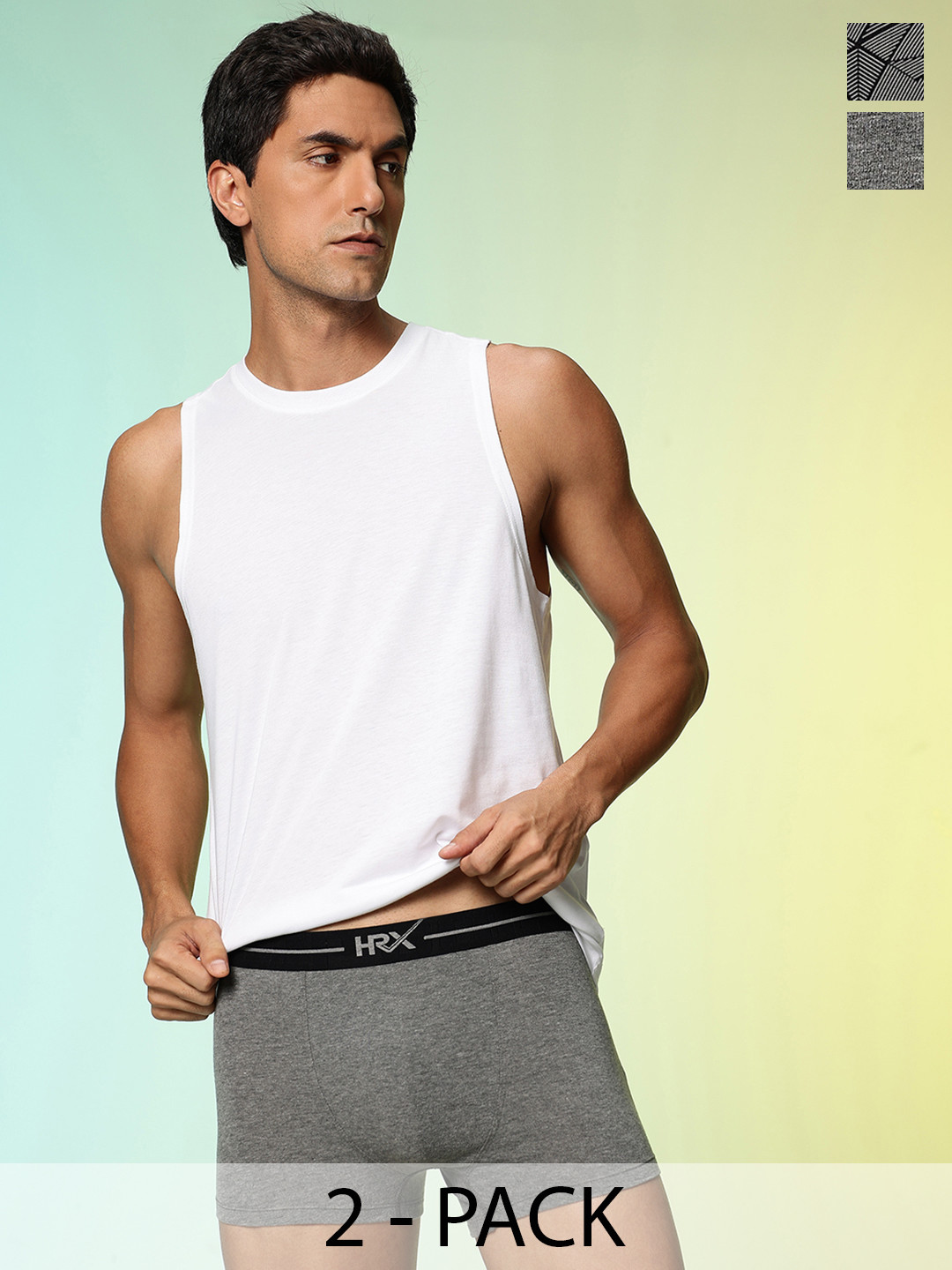 HRX by Hrithik Roshan Men Pack Of 2 Anti-Microbial Printed Trunks HRX_SS25_M_TRK_CS2_002_C