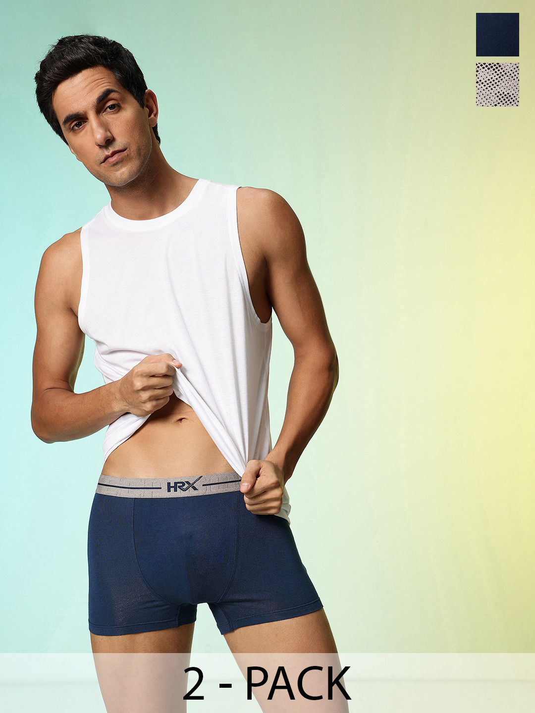HRX by Hrithik Roshan Men Pack Of 2 Anti-Microbial Printed Trunks HRX_SS25_M_TRK_CS2_002_A