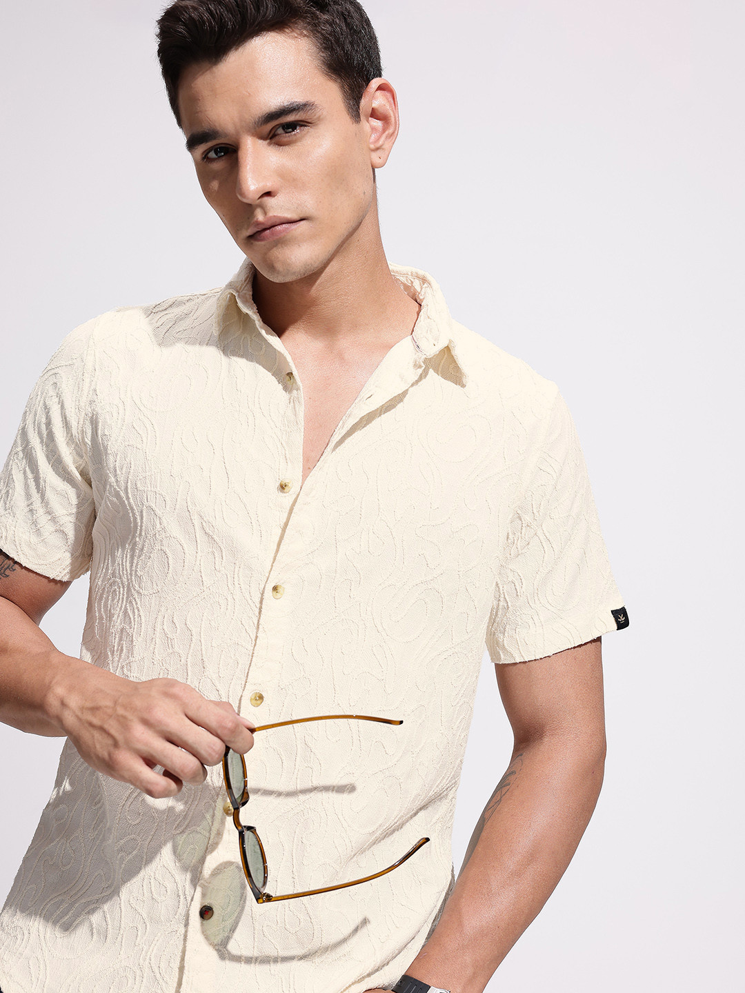 WROGN Textured Slim Fit Casual Shirt
