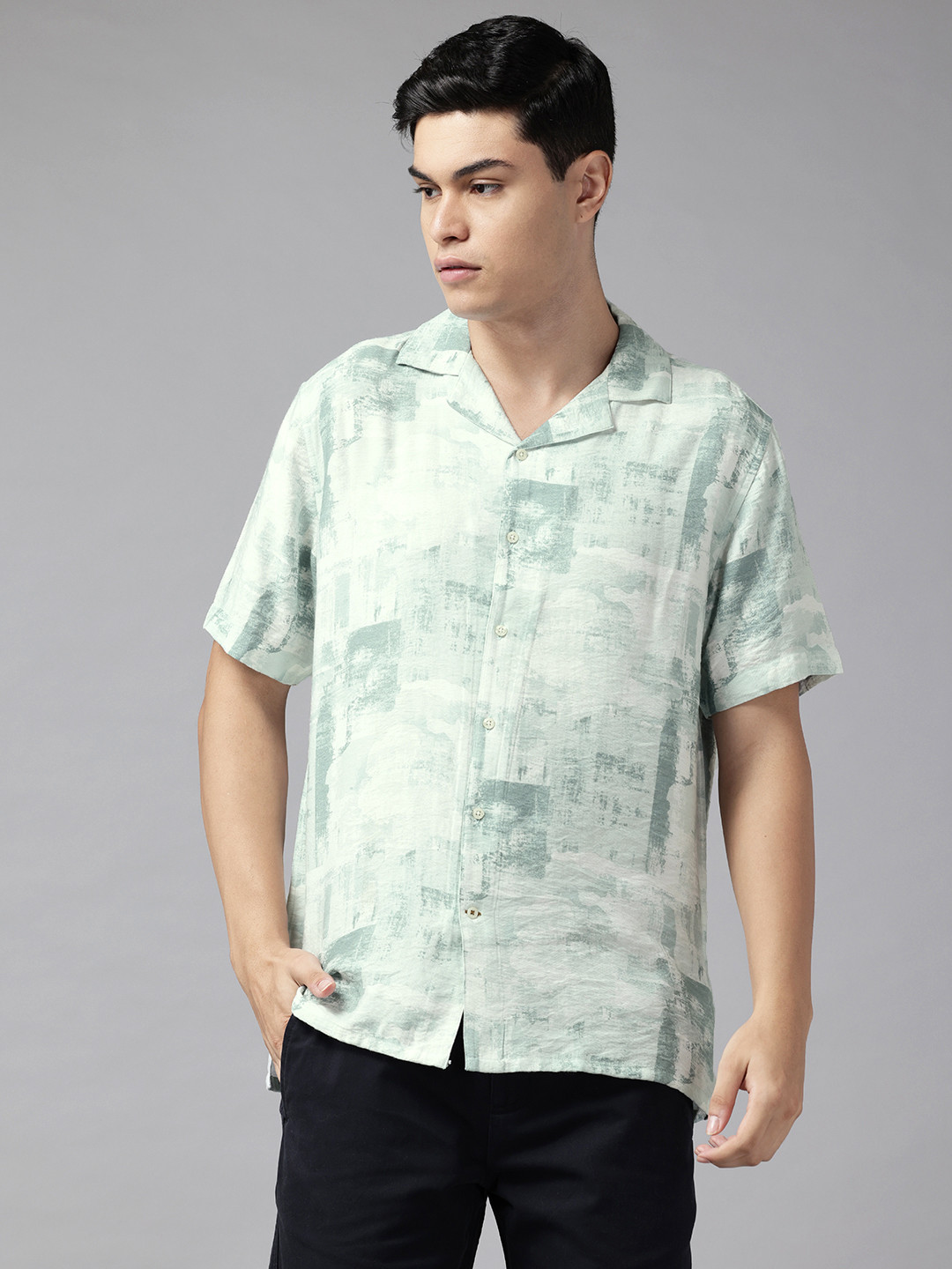 Blackberrys Abstract Print Smart Fit Casual Shirt