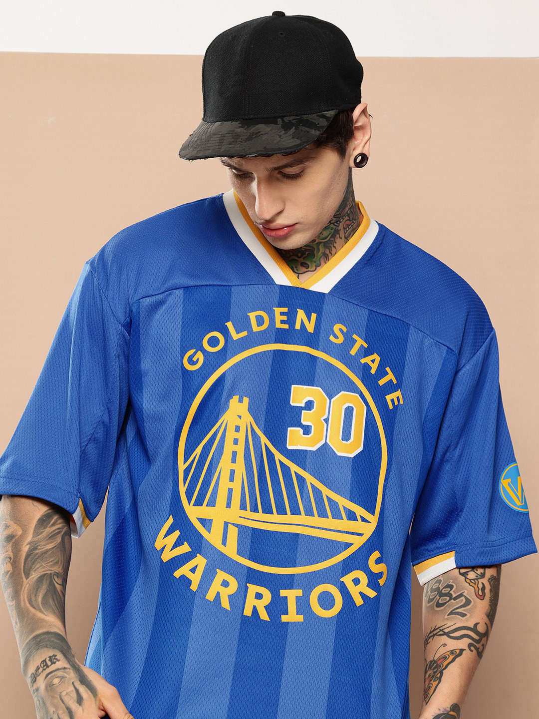 NBA Typography Printed Drop-Shoulder Sleeves Football T-Shirt