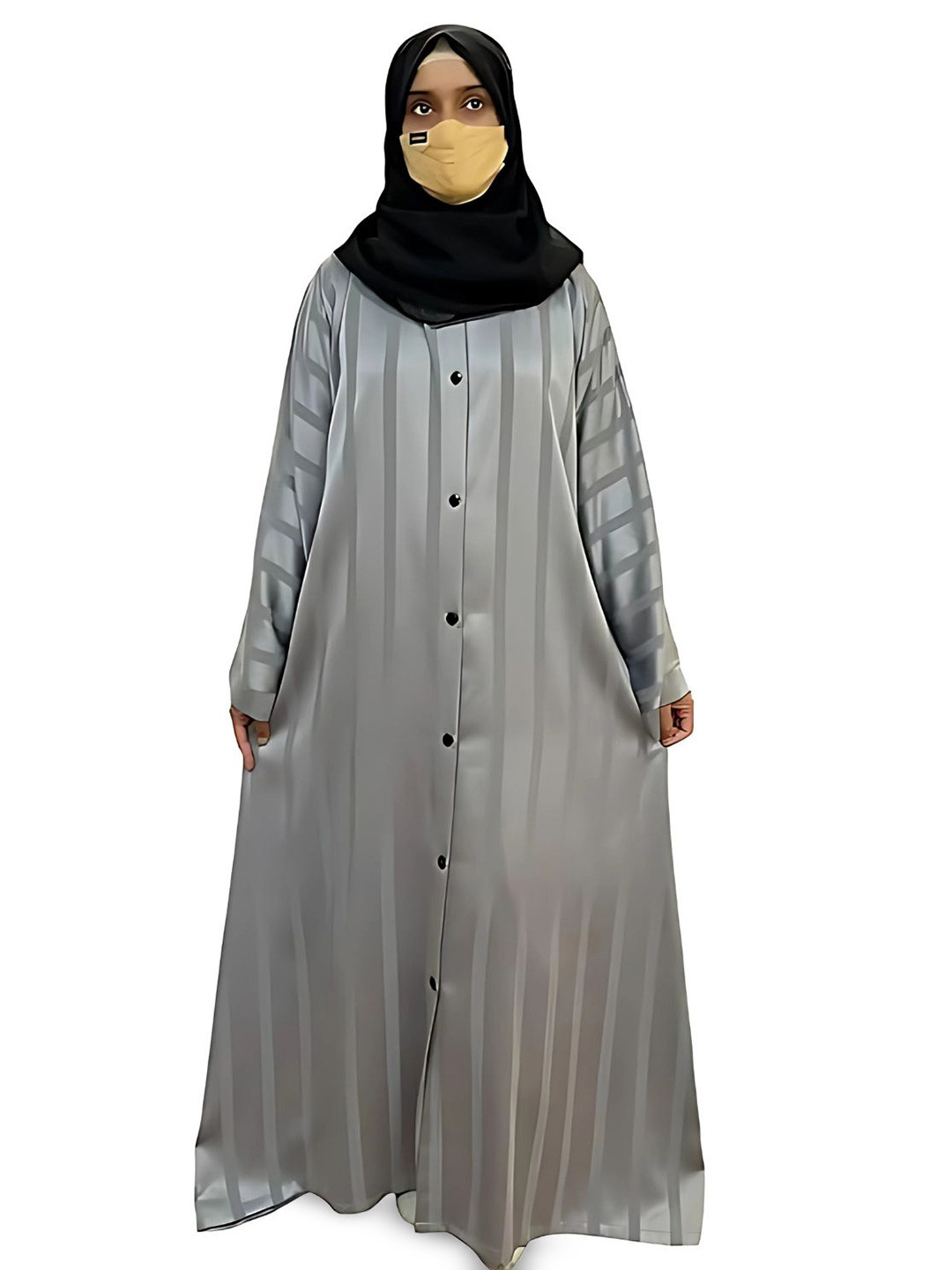 BASHARIYA Front-Open Abaya With Kimono Sleeves