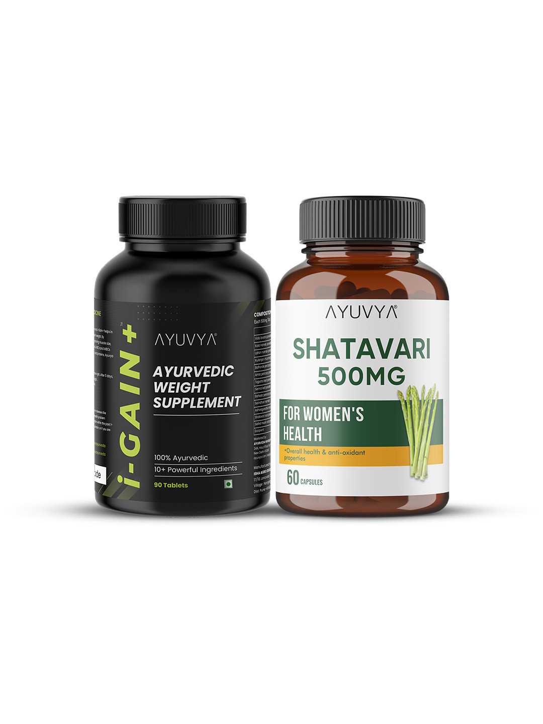 Ayuvya Set of 2 i-Gain+ & Shatavari for Weight Gain, Immunity & Hormonal Balance