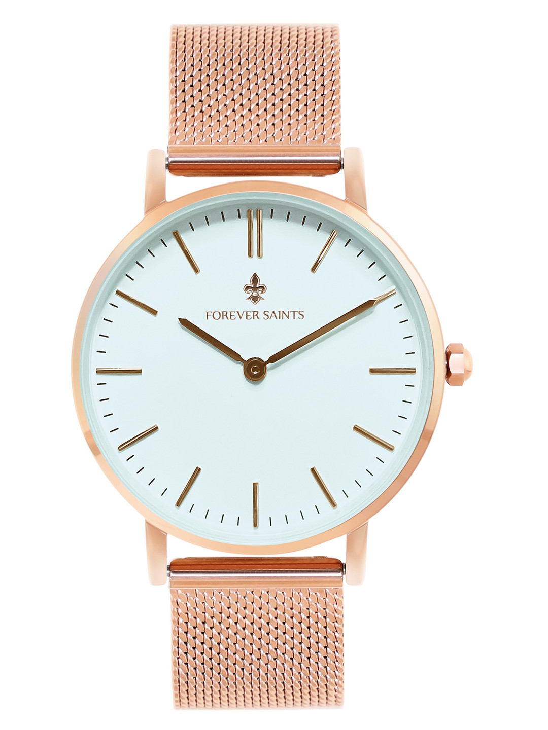 FOREVER SAINTS Men Brass Patterned Dial & Stainless Steel Bracelet Style Straps Analogue Watch FSCM101WM01A