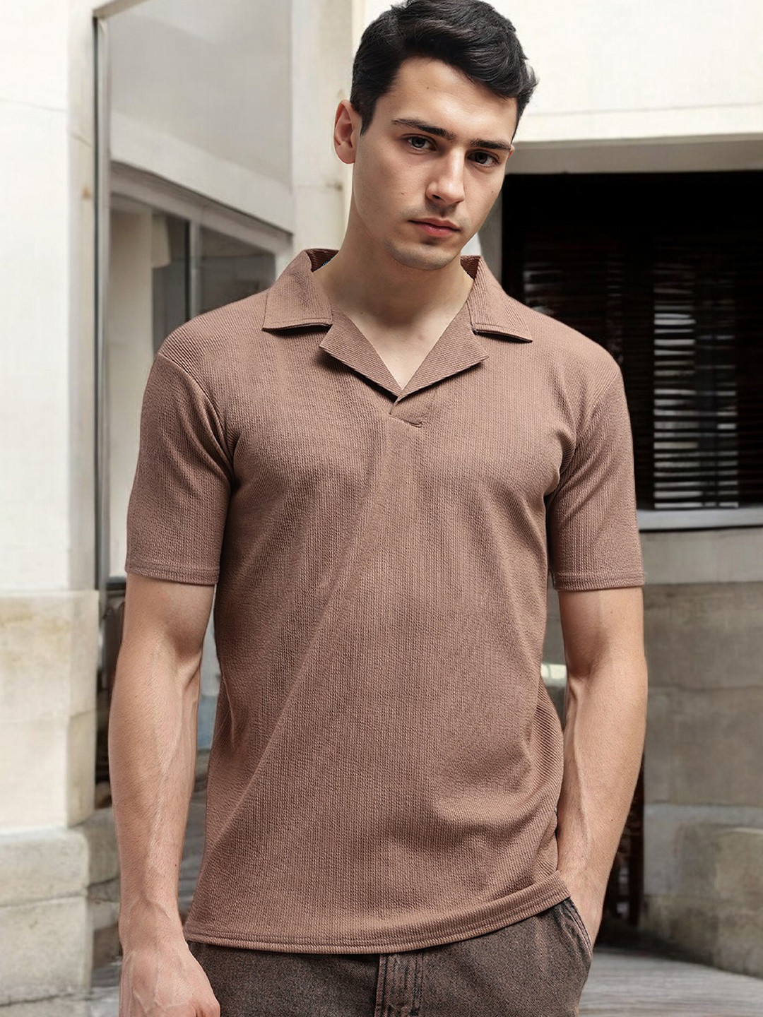 FARROWX Self Design Polo Collar T-shirt