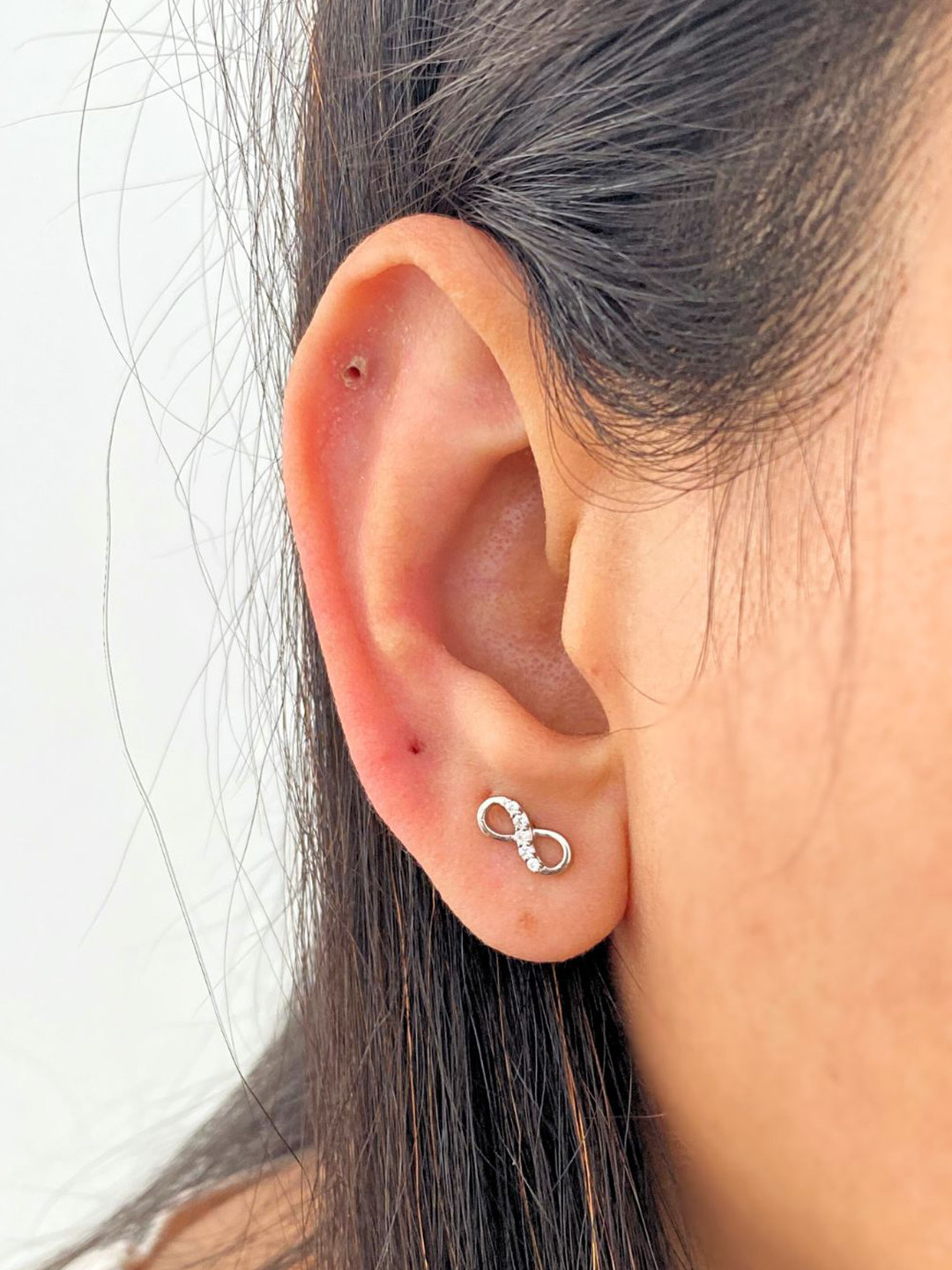 Boldiful Infinity Helix Sterling Silver Earstuds 5A Cubic Zirconia Earrings