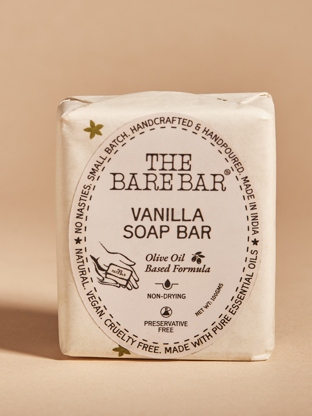 The Bare Bar Non-Drying Vanilla Soap Bar - 100g