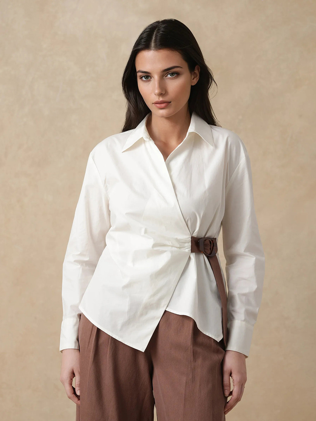 RAREISM Women Bhaleyn-t Primary Off White Cotton Relaxed Fit Shirt