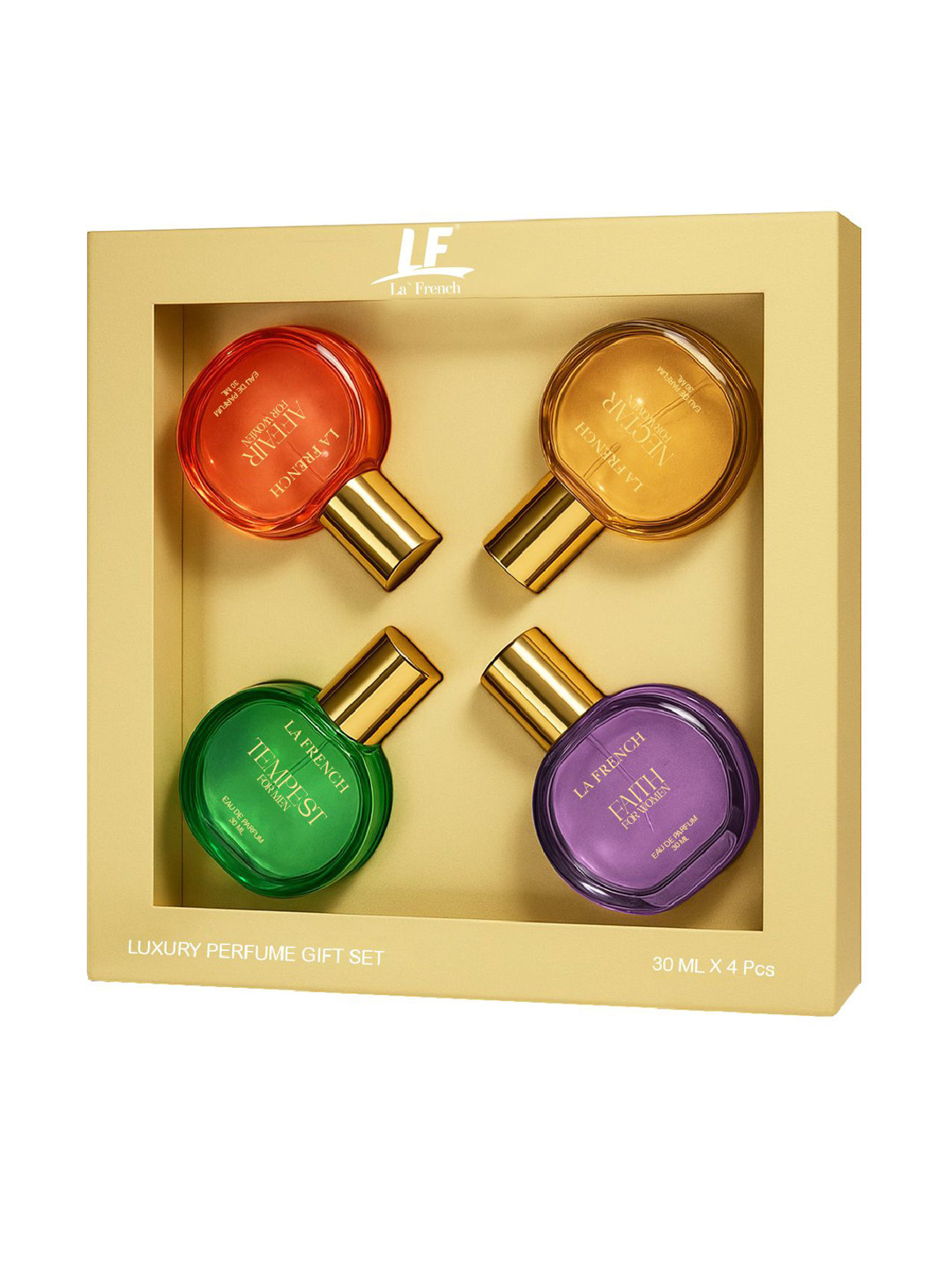 La French Set Of 4 Affair, Tempest, Nectar & Faith Long Lasting Eau De Parfum- 30 ml Each
