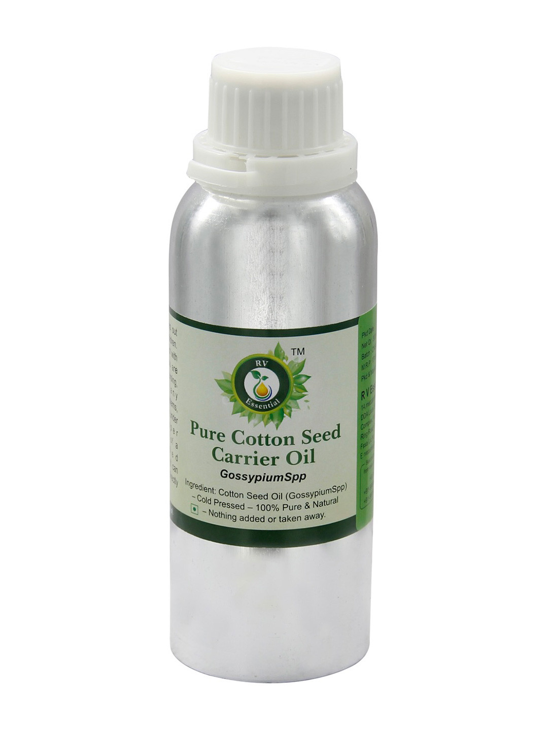 R V Essential Pure Cotton Seed Alochol Free Carrier Oil - 630 ml