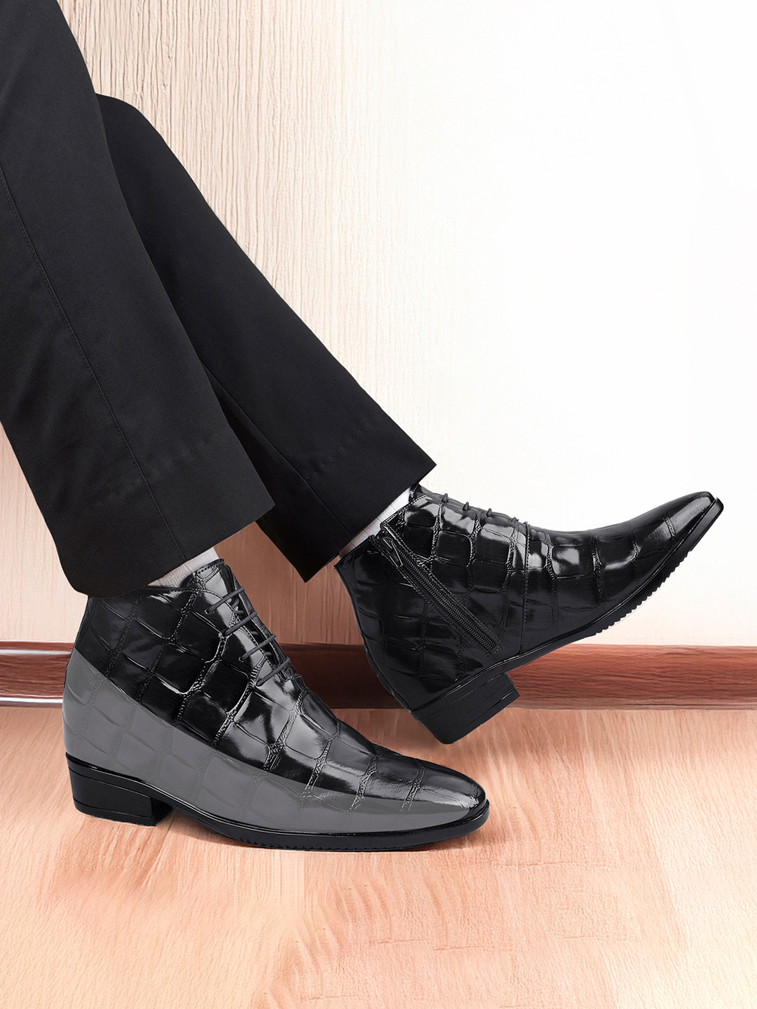 Bxxy Men 9 Cm Hidden Height Increasing Men Textured Formal Derbys