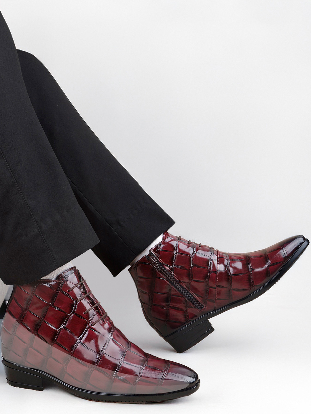 Bxxy Men 9 Cm Hidden Height Increasing Men Textured Formal Derbys