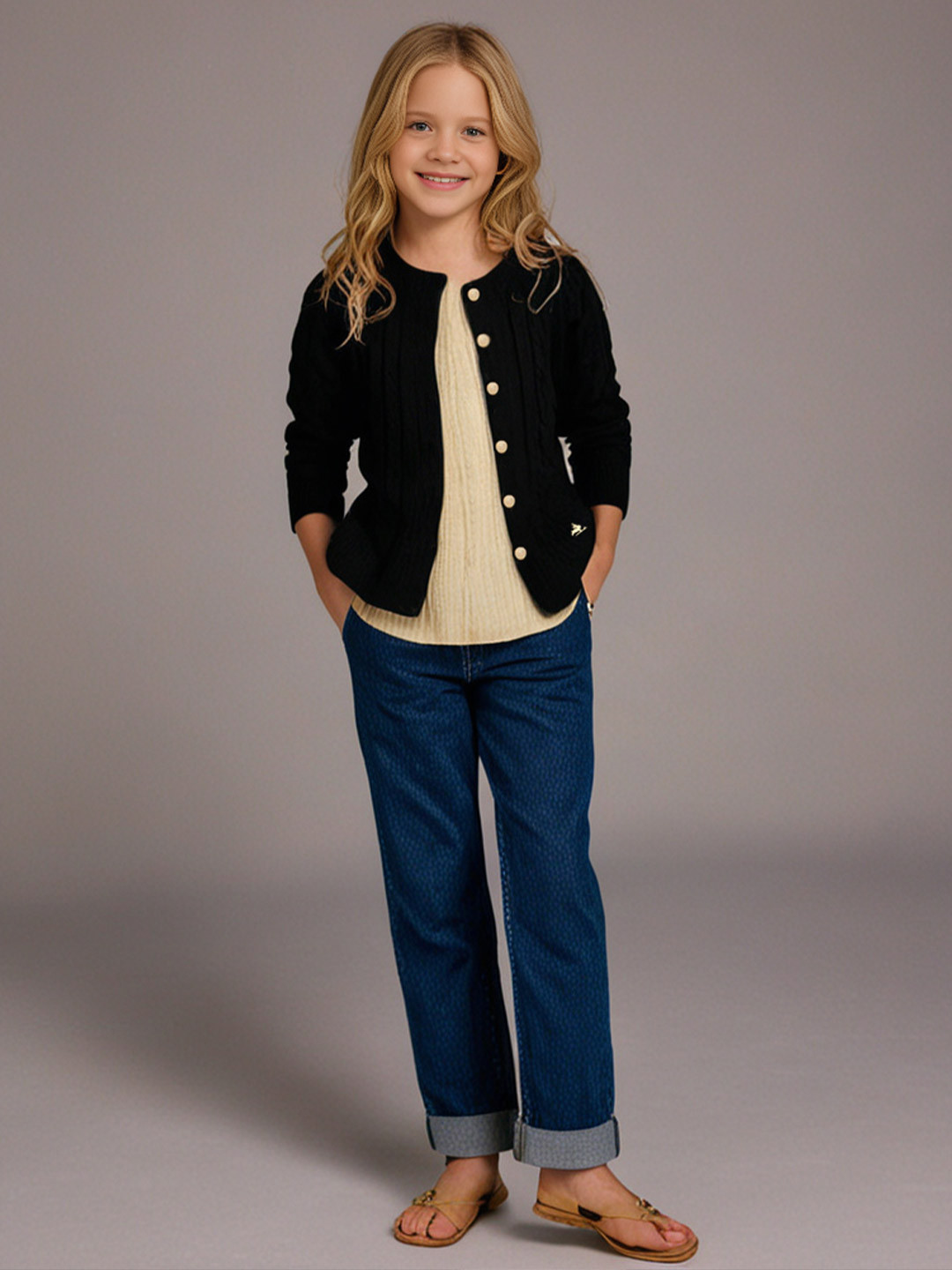 Cherry Crumble Girls Cable Knit