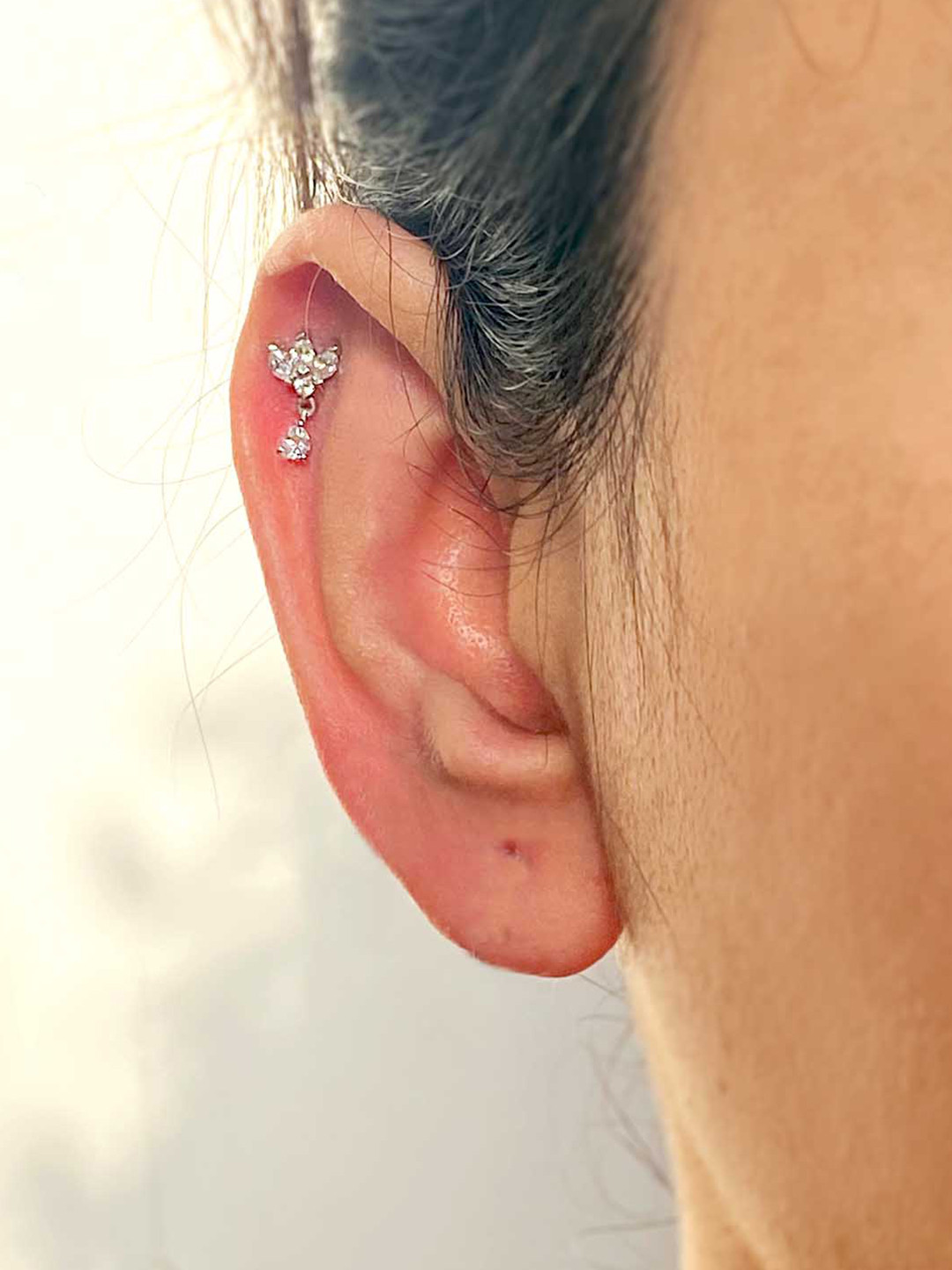 Boldiful Pear Drop Helix Sterling Silver 5A Cubic Zirconia Earstuds