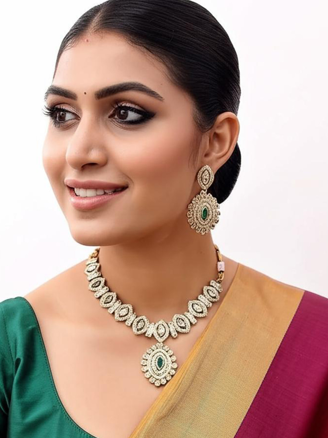 WTF - WEAR THE FASHION Victorian-Plated Kundan Studded Jewellery Set