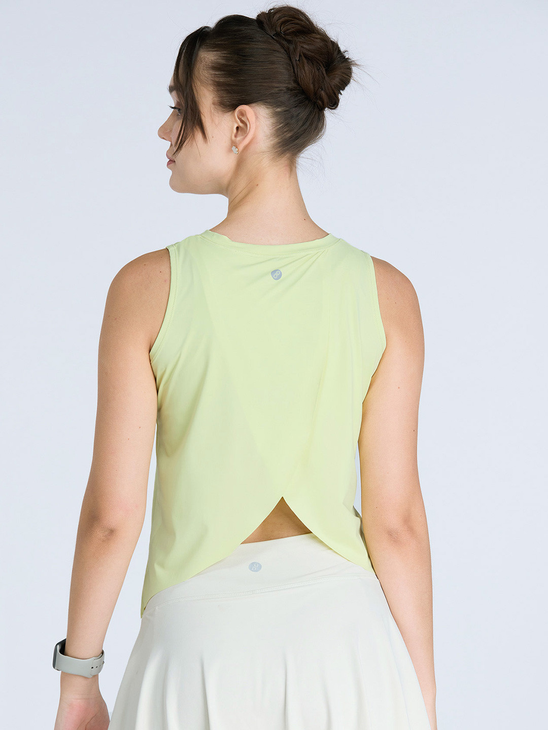 CAVA Women Lime Round Neck Sleeveless Overlap Tank Top