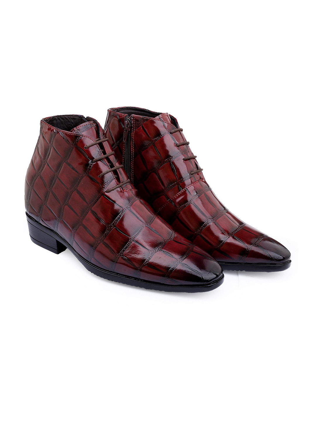 Bxxy Men 9 Cm Hidden Height Increasing Casual Block-Heeled Oxford Boots