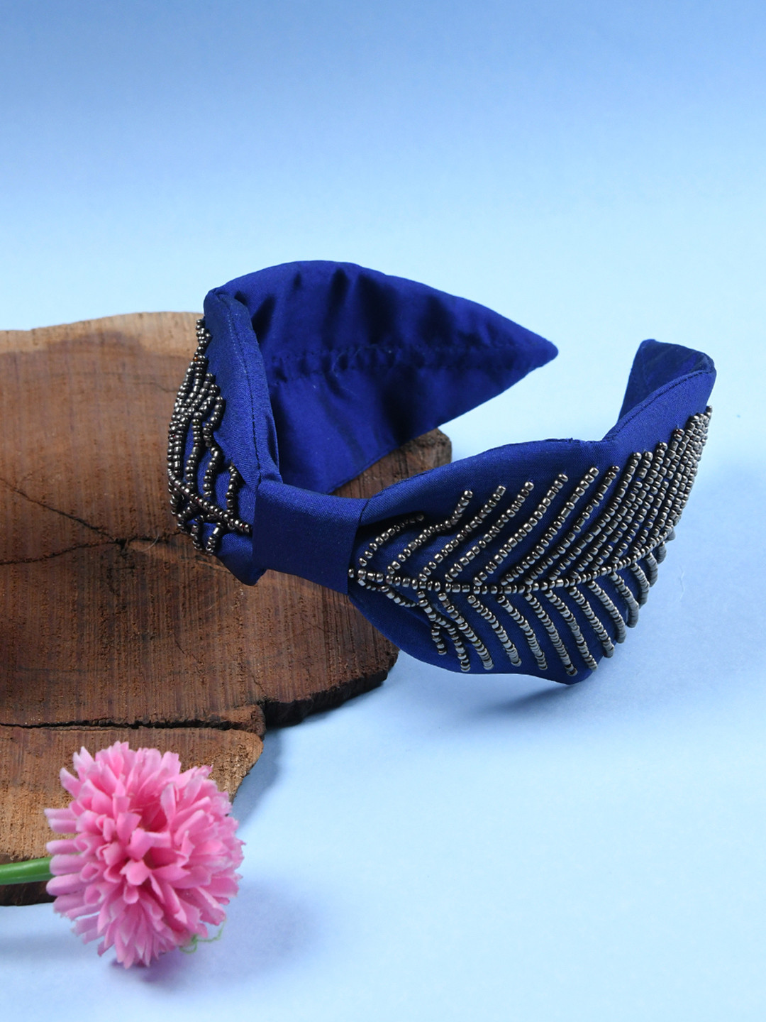FUNKRAFTS Girls Beaded Leaf Embellished Knotted Hairband