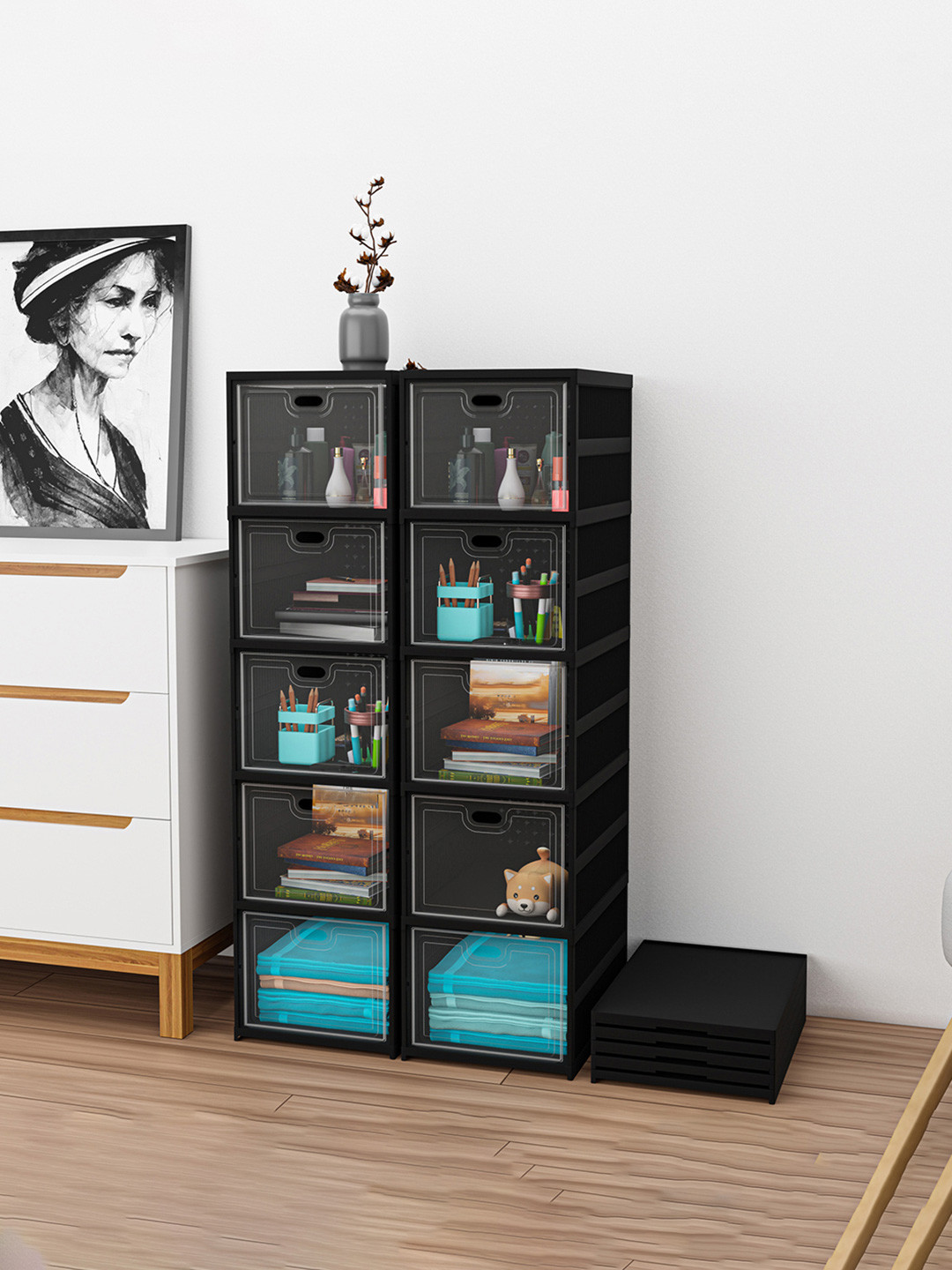 Kuber Industries Black  Pack Of 2 5-Tier Organisers