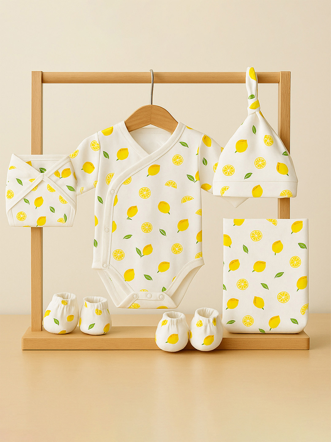 Moms Home Infants Organic Cotton Baby Clothing Gift Combo Lemon Pack Of 6