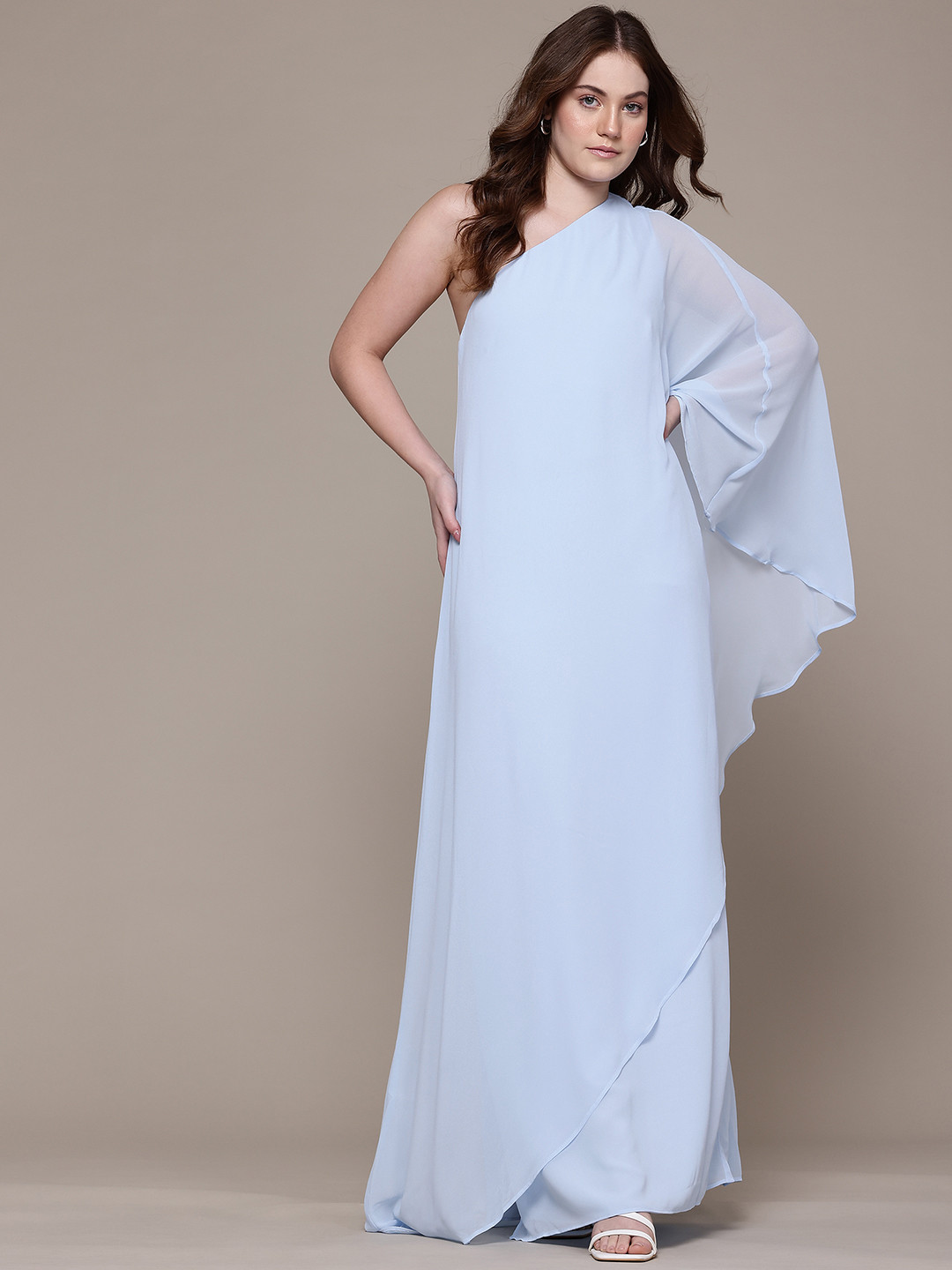 MANGO One Shoulder Asymmetric Double-Layer Maxi Dress