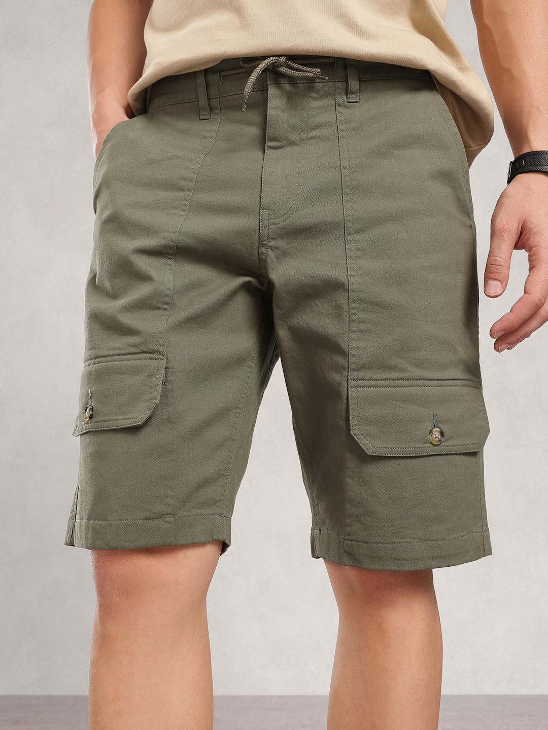 Nautica Men's Solid Regular Fit Cotton Cargo Shorts