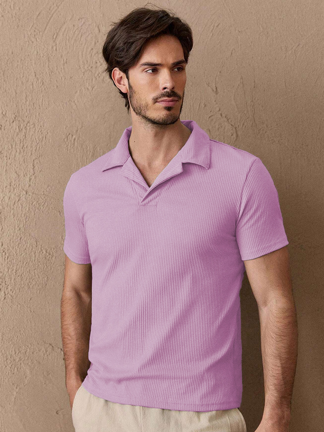 TAZO Polo Collar Micro & Ditsy Print Cotton Regular Fit T-shirt