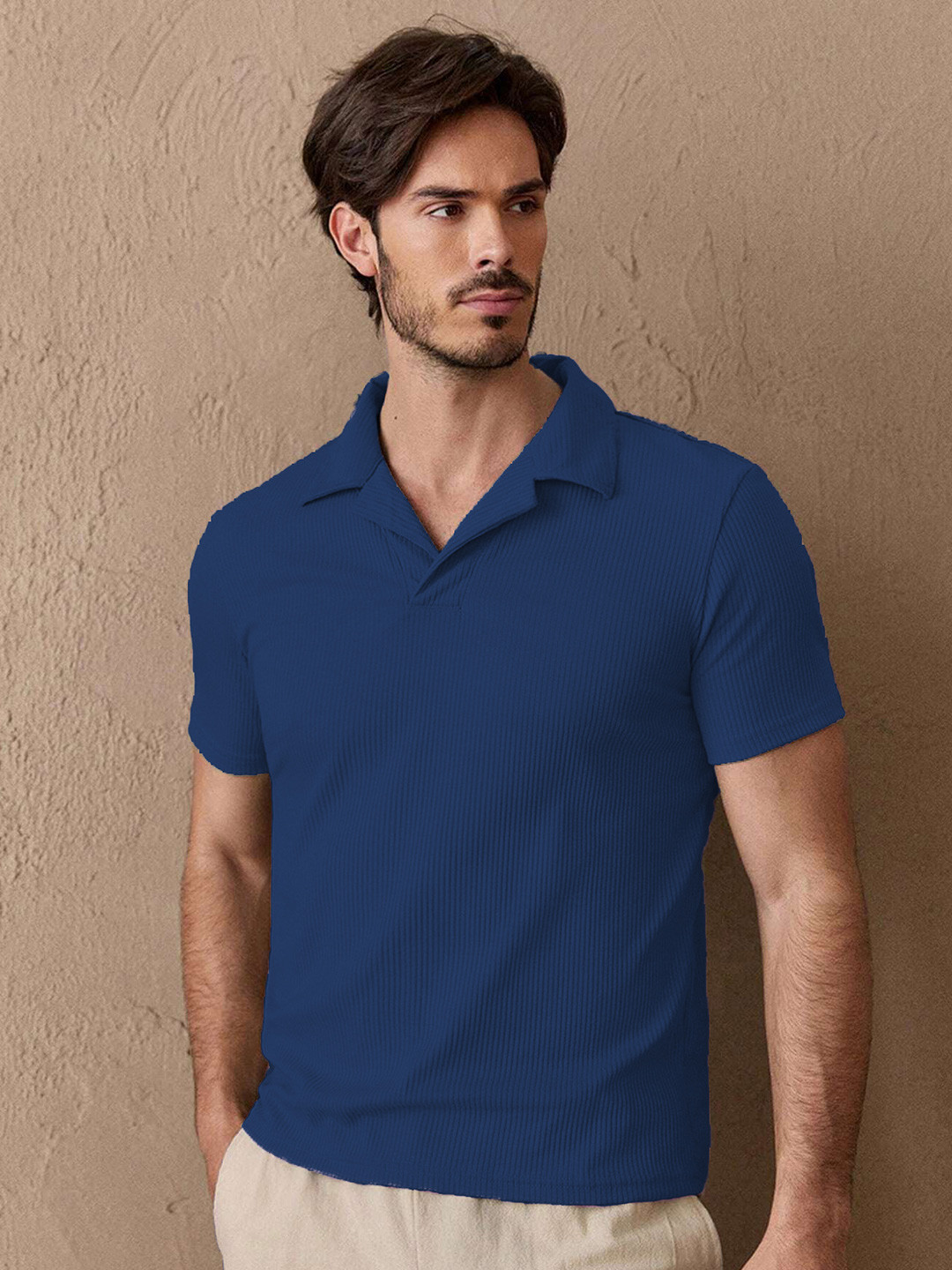 TAZO Polo Collar Short Sleeves Cotton T-shirt