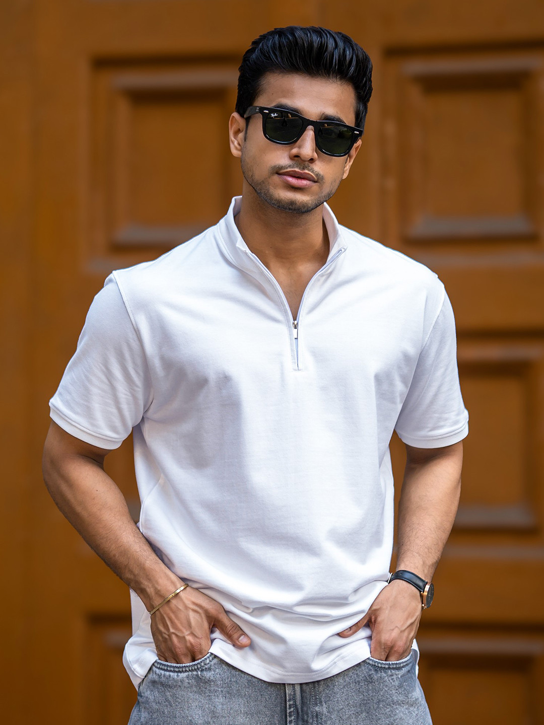 Maniac High Neck Cotton Slim Fit T-shirt