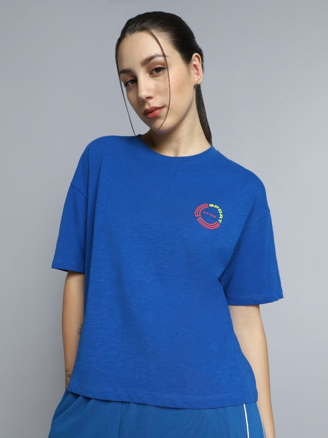 CULT Women Blue Sports Club Relaxed fit T-shirt