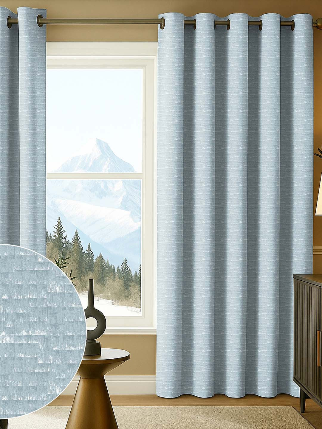Myntra Elegant Homes Set of 2 Malaga Premium Black Out Long Door Curtains