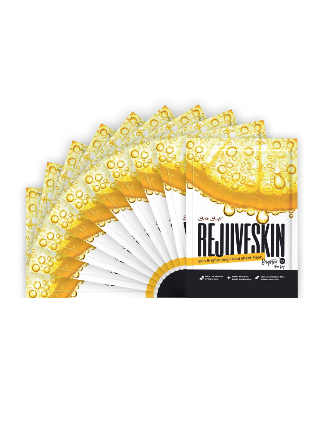 Silk Soft Set Of 10 Rejuve Skin Brightening Facial Sheet Mask - 25 ml Each