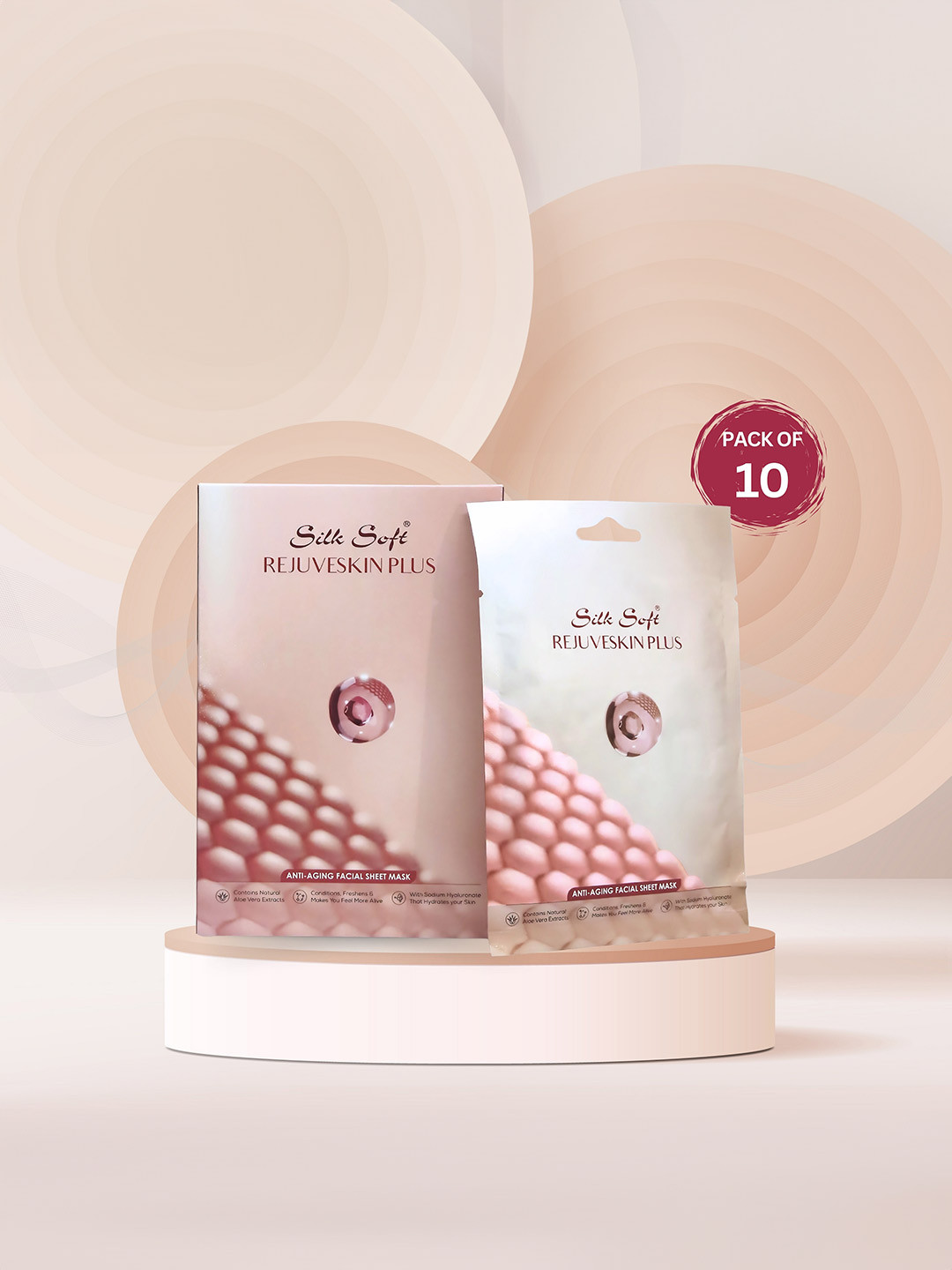 Silk Soft Rejuveskin Plus Anti-Aging Face Sheet Mask - 10 Pcs