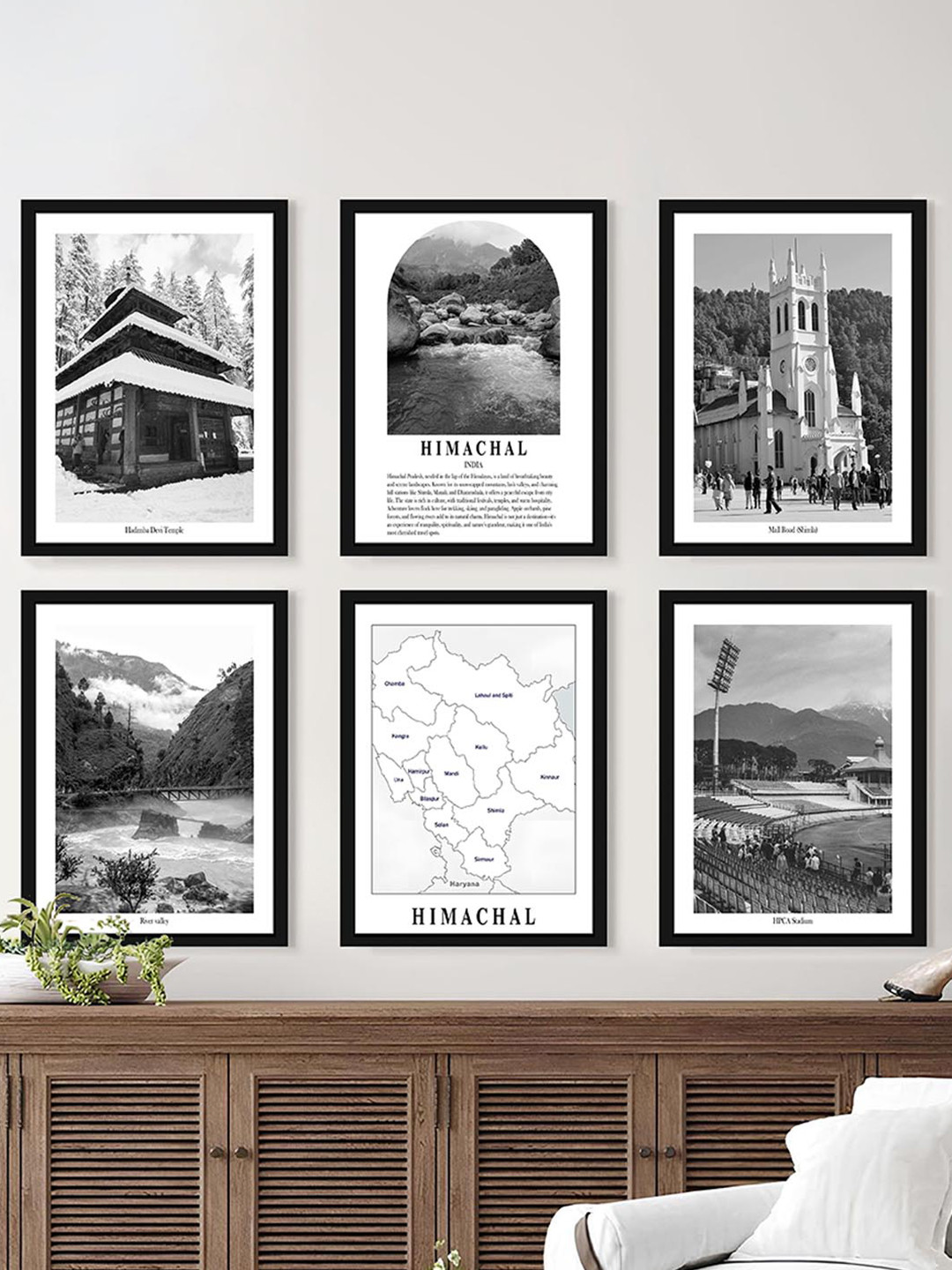 Art Street Himachal Art Wood 6 Pcs Wall Square Paintings Wall Art -17.5 x12.5In