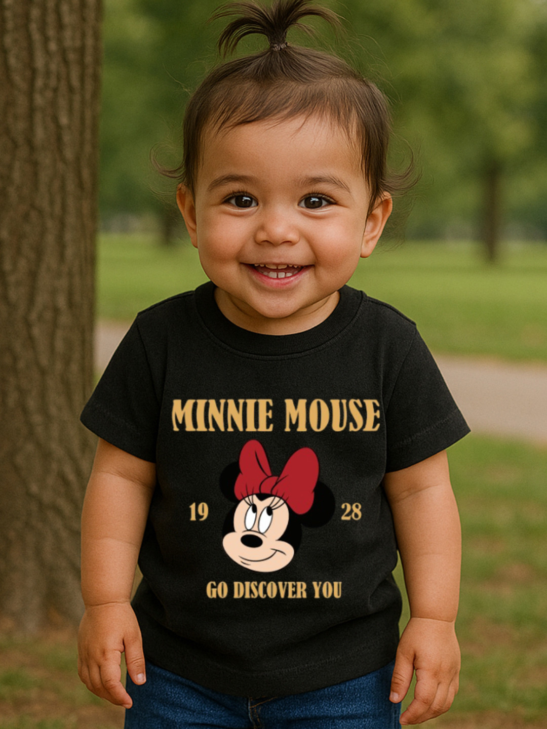 Nap Chief Infants Girls Disney Minnie Mouse Glitter Printed Pure Cotton Boxy Fit T-shirt